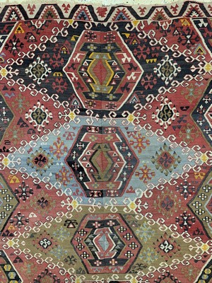 26714558c - Anatol Kilim antique(2 lanes), Turkey, around 1900, wool on wool, approx. 363 x 176 cm, condition: 2 (restored). Rugs, Carpets & Flatweaves