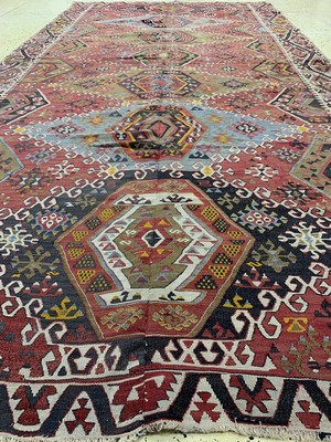 26714558d - Anatol Kilim antique(2 lanes), Turkey, around 1900, wool on wool, approx. 363 x 176 cm, condition: 2 (restored). Rugs, Carpets & Flatweaves