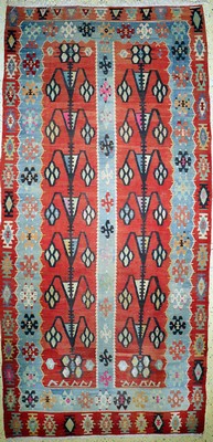 Image 26714560 - Anatol Kilim old, Turkey, around 1920/1930, wool on cotton, approx. 408 x 195 cm, condition: 2. Rugs, Carpets & Flatweaves