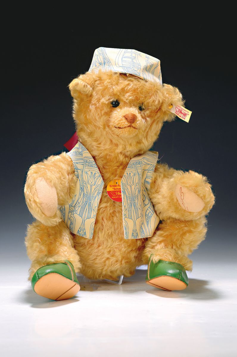 Ernst Fuchs (1930-2015) für Steiff, Teddybär"Schatzi", 2002, Ed. 665/2002, Pfote mit Aufgestickter Künstlersignatur, mit Porzellan ...