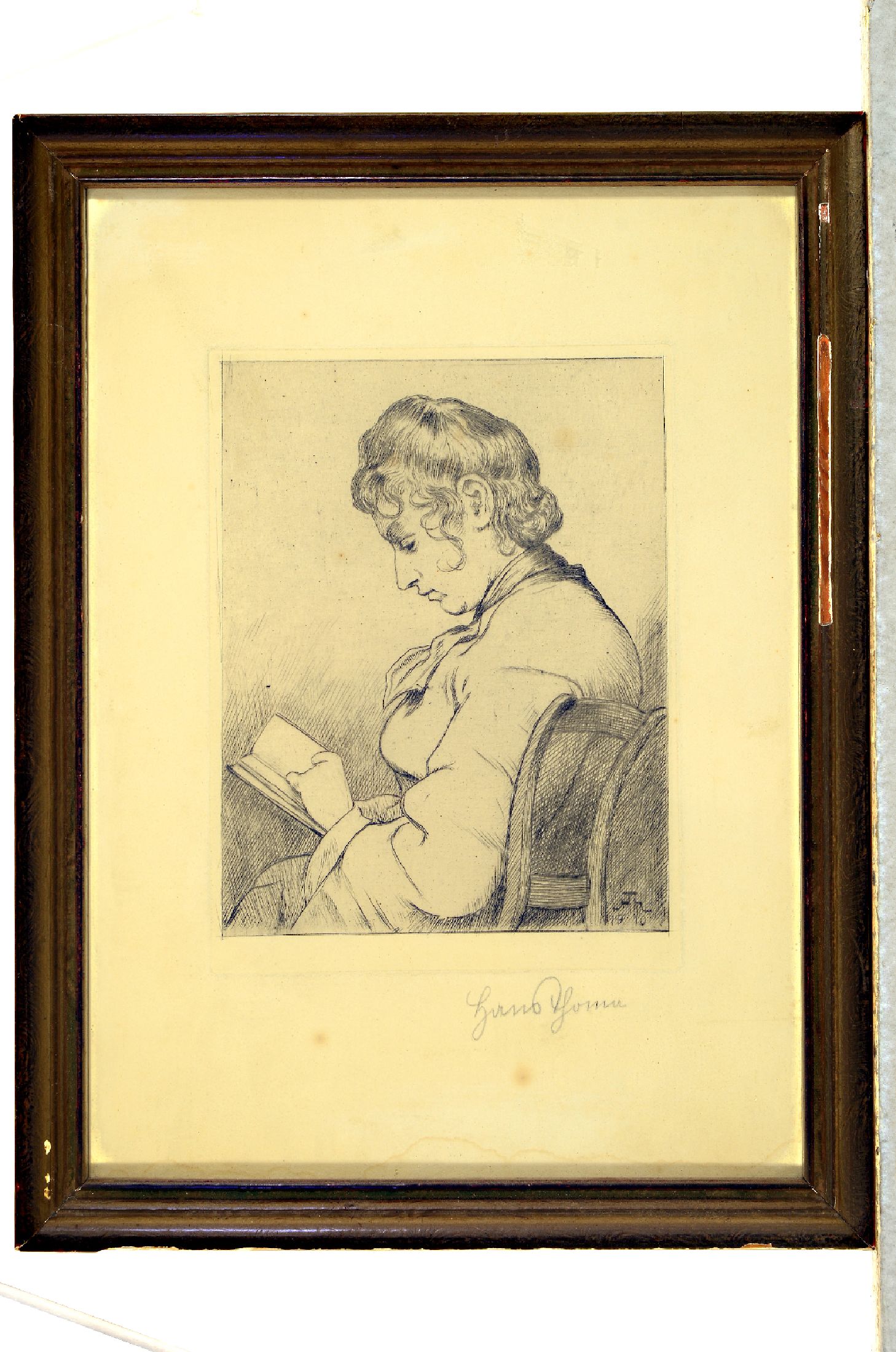 Hans Thoma, 1839 Bernau-1924 Karlsruhe, Lesende, Radierung von 1910, rechts unten handsigniert, ca. 20x16cm, u.Gl., R. ca. 40x30cm