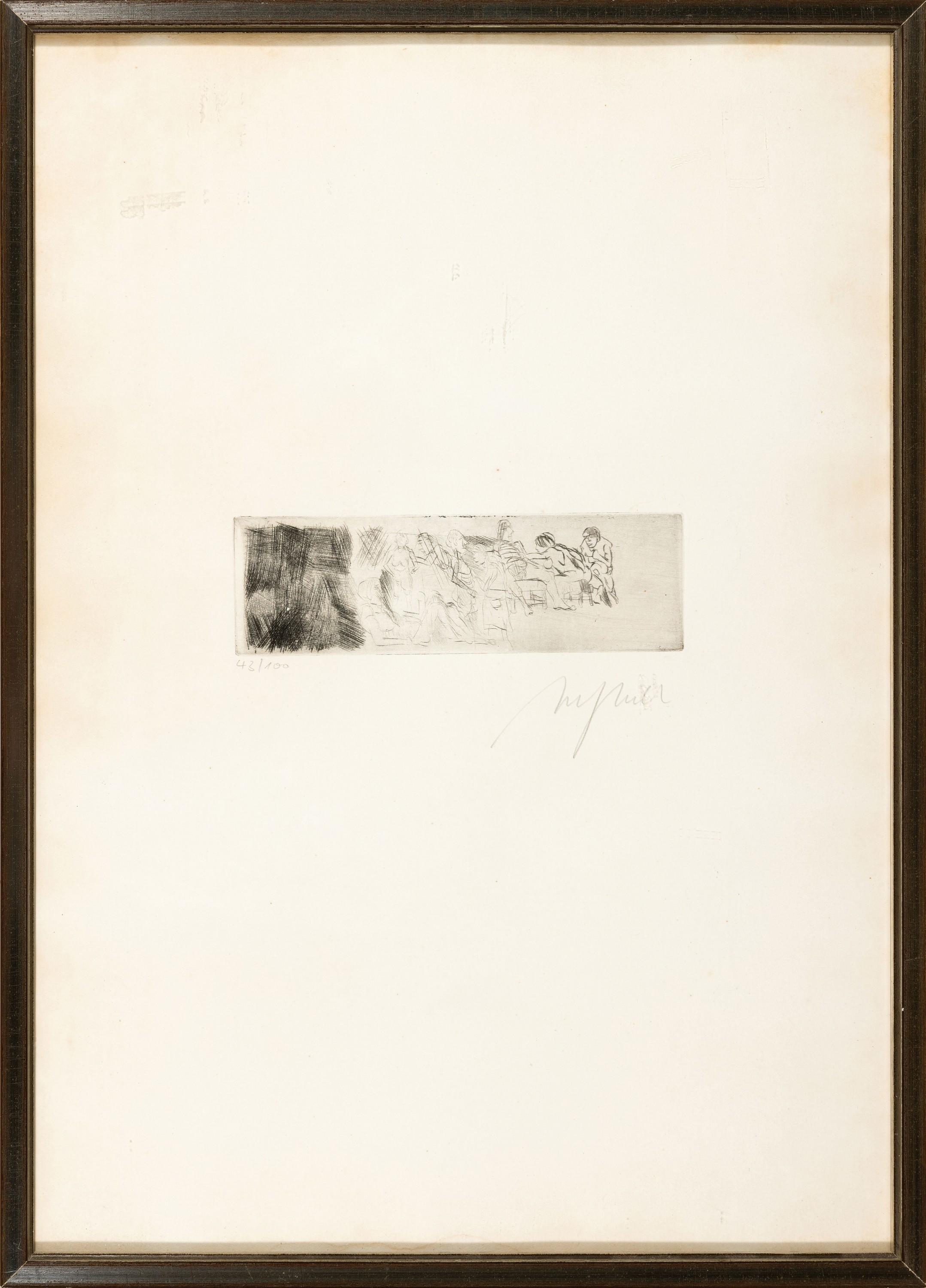 Alfred Hrdlicka, 1929-2009 Wien, Radierung, handsigniert, num. 43/100, ca. 5x 16cm, u.Gl., R. ca. 46x33cm