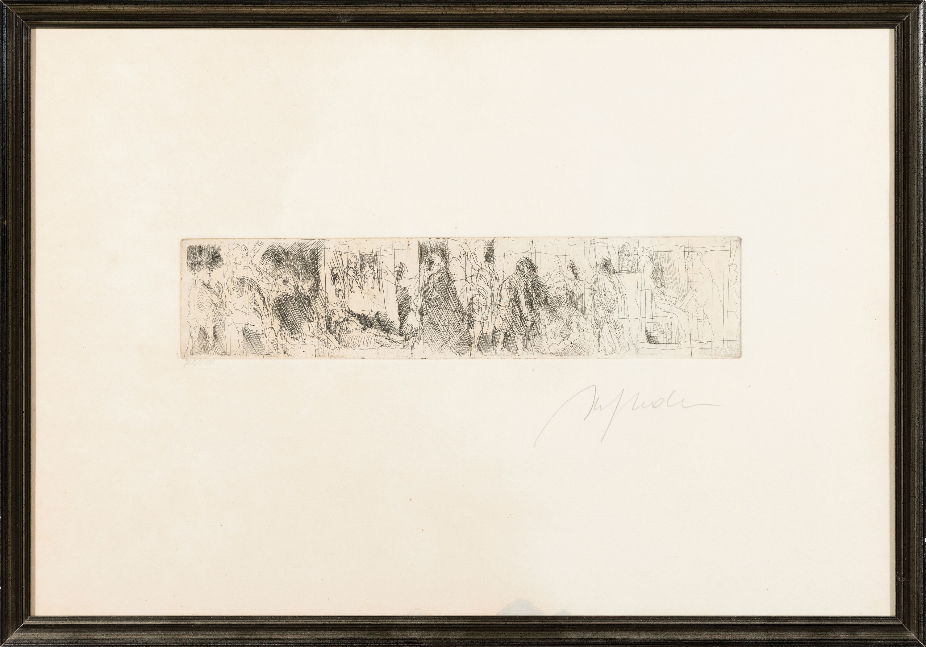Alfred Hrdlicka, 1929-2009 Wien, Radierung, handsigniert, num. 48/100, ca. 6x27cm, u.Gl., R. ca. 32x45cm