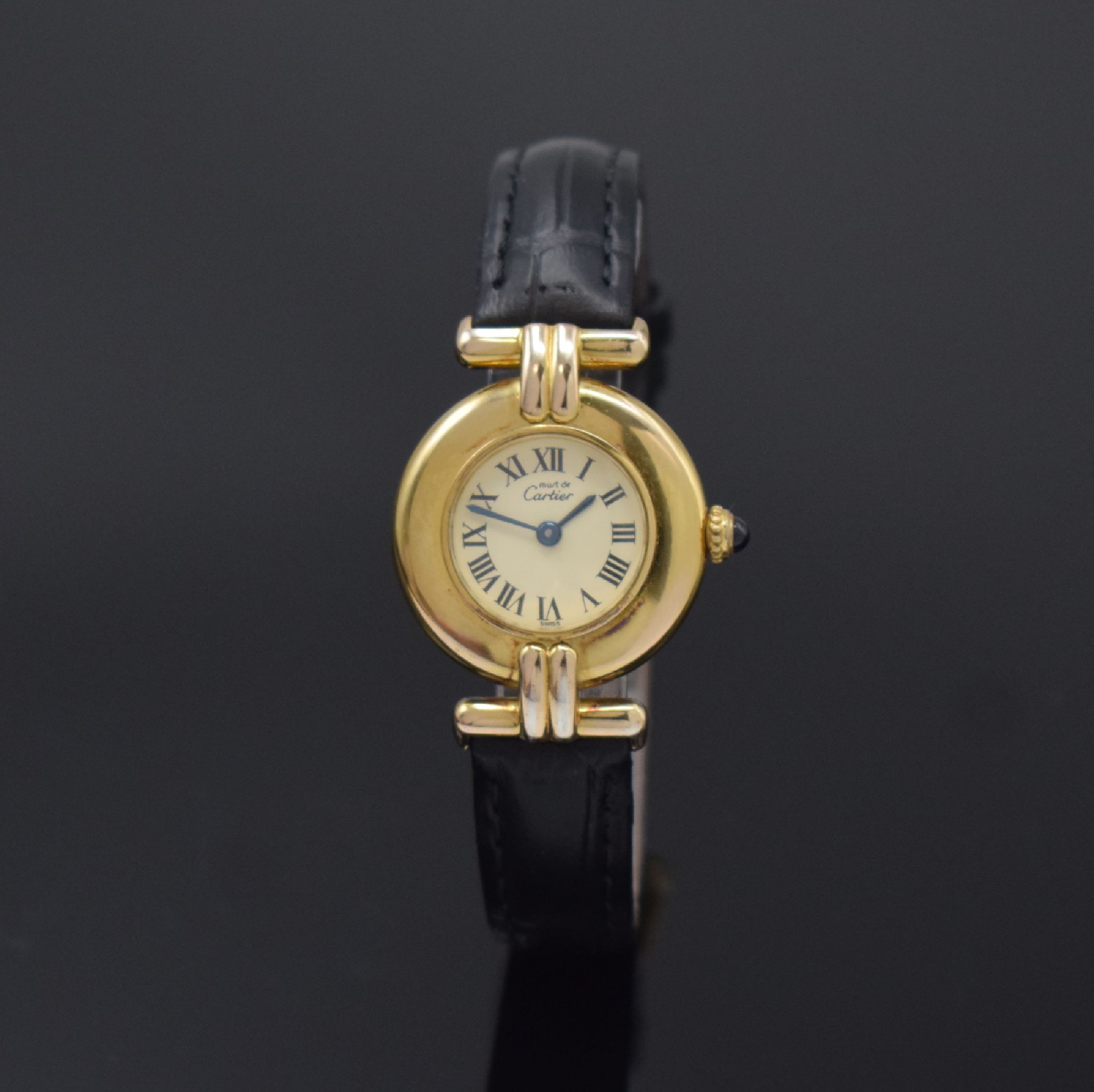 CARTIER Must Colisee Damenarmbanduhr Referenz 590002, Schweiz um 1990, quartz, verg. Silbergeh. m. anges. Bandanstößen, Boden 2- fach verschr., ...
