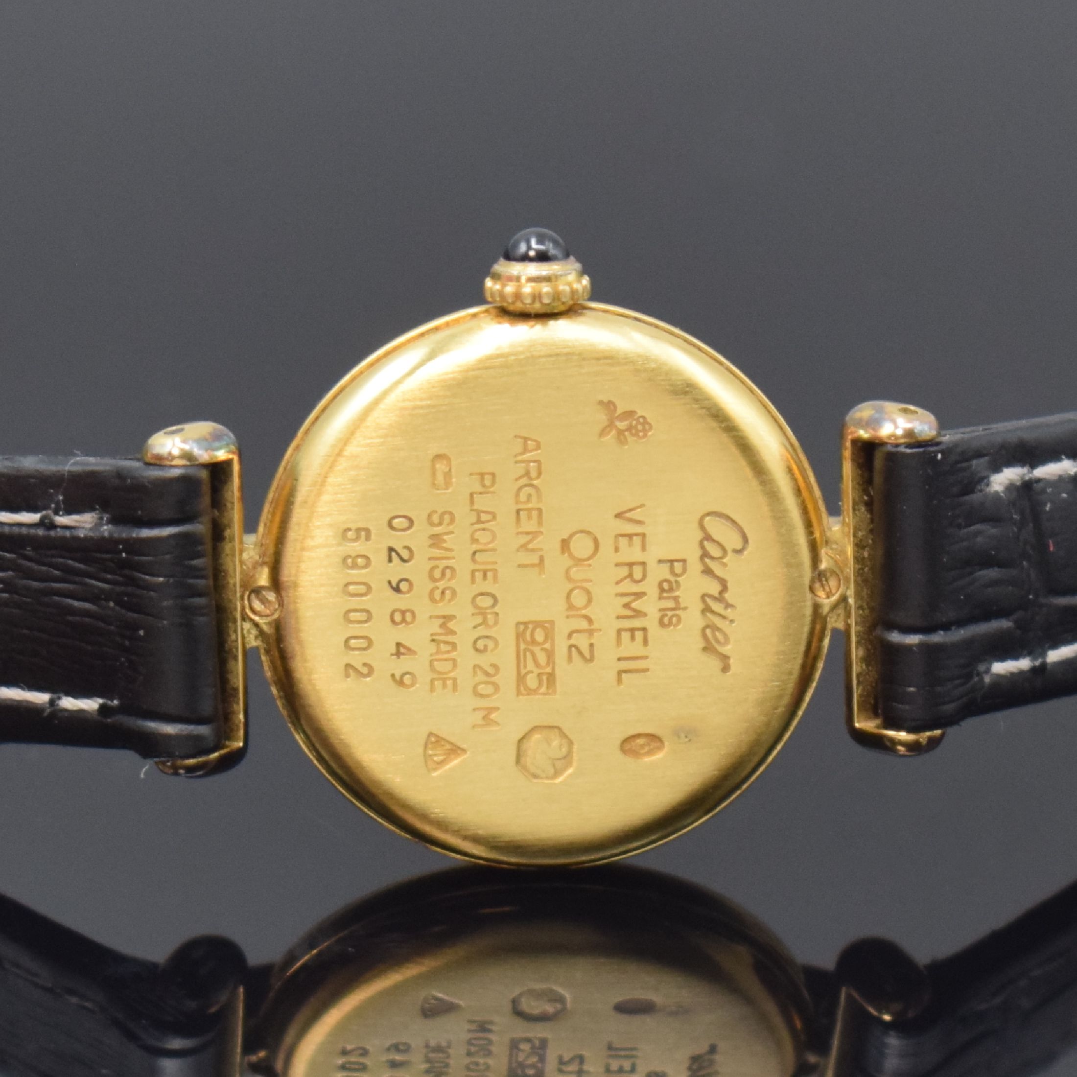 Detail c: CARTIER Must Colisee Damenarmbanduhr Referenz 590002, Schweiz um 1990, quartz, verg. Silbergeh. m. anges. Bandanstößen, Boden 2- fach verschr., ...