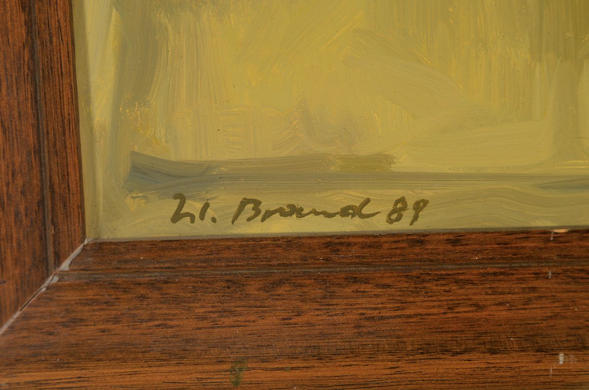 Detail a: Werner Brand, 1933 Löbau-2021 Neustadt, Stillleben mit verblühten Disteln in Glasvase, 1989, links unten signiert und datiert, Öl/Masonit, 40x30 ...