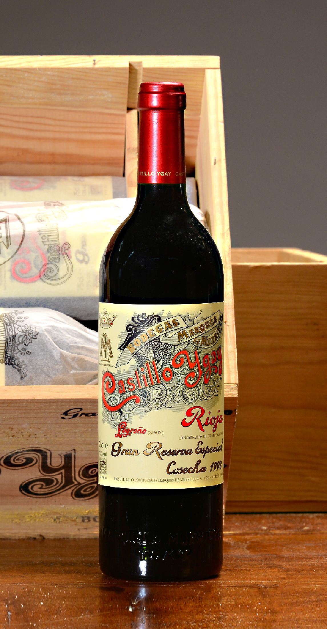 Detail a: 6 Flaschen 1998 Castillo Ygay, Rioja, Marques de Murrieta, grand reserva especial, je 75cl, orig. verkorkt und unverkostet, in orig. Holzkiste