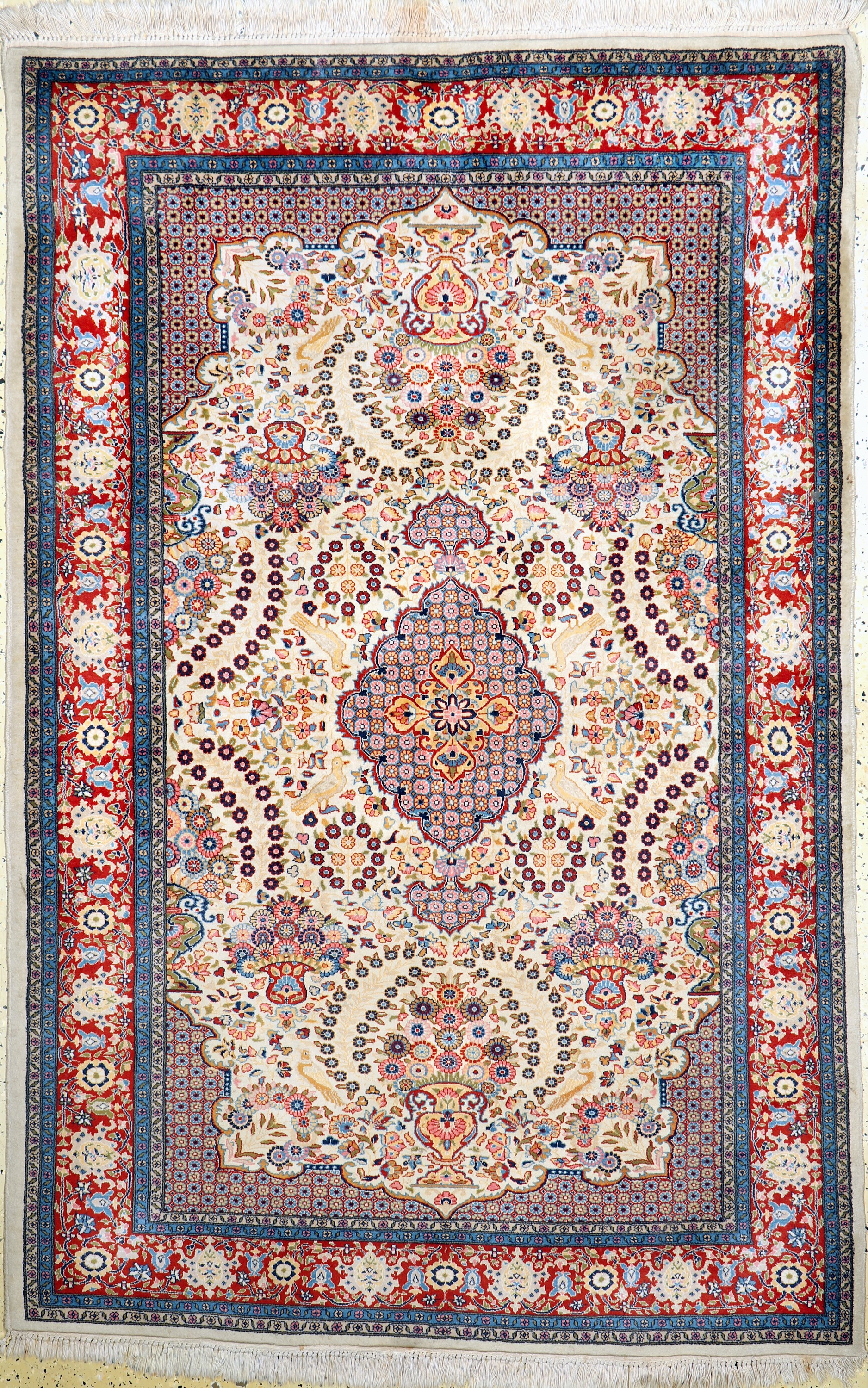 Lahor Kork fein, Pakistan, ca. 50 Jahre, Korkwolle auf Baumwolle, ca. 202 x 140 cm, Reinigungsbedürftig, EHZ: 2