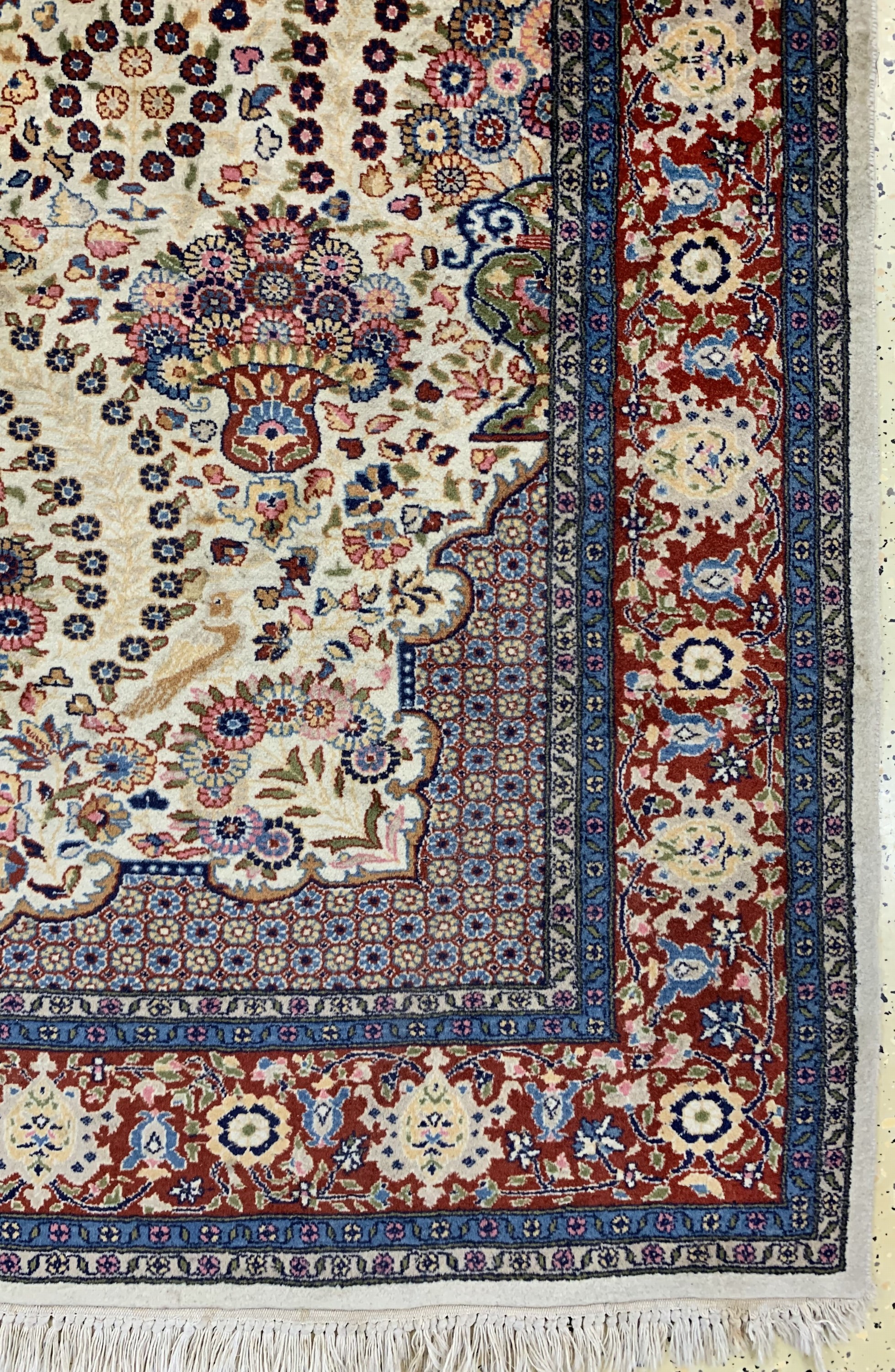 Detail a: Lahor Kork fein, Pakistan, ca. 50 Jahre, Korkwolle auf Baumwolle, ca. 202 x 140 cm, Reinigungsbedürftig, EHZ: 2