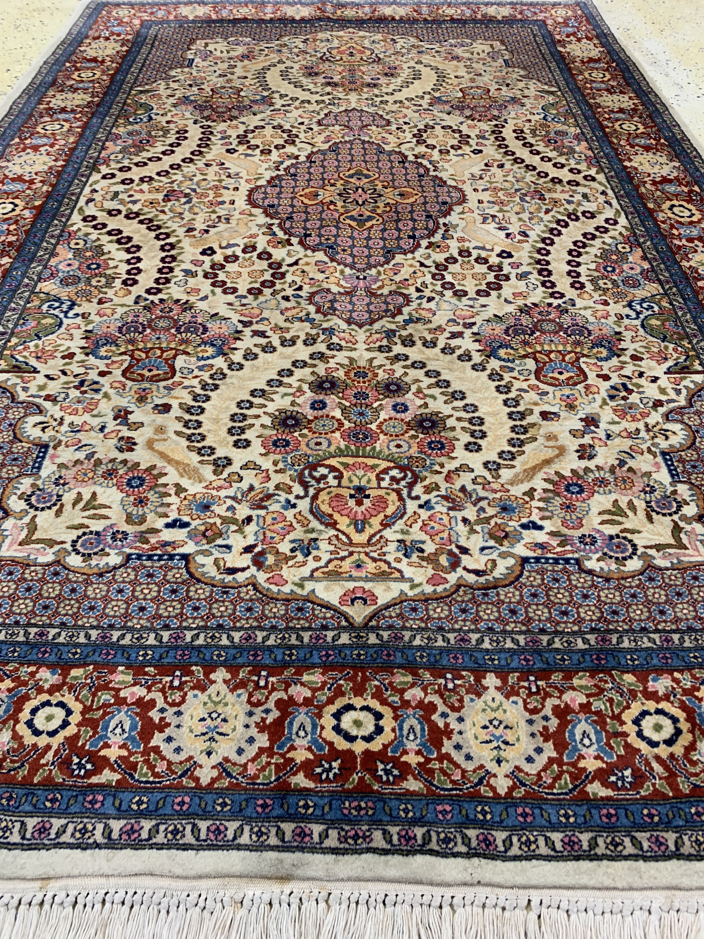 Detail d: Lahor Kork fein, Pakistan, ca. 50 Jahre, Korkwolle auf Baumwolle, ca. 202 x 140 cm, Reinigungsbedürftig, EHZ: 2