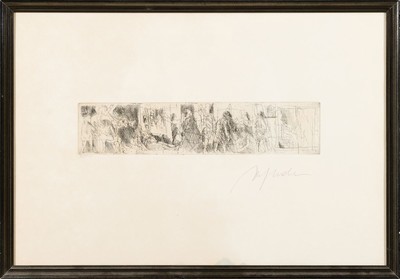 Image 26714619 - Alfred Hrdlicka, 1929-2009 Vienna, etching, hand-signed, number. 48/100, approx. 6x27cm, etc.,frame approx. 32x45cm
