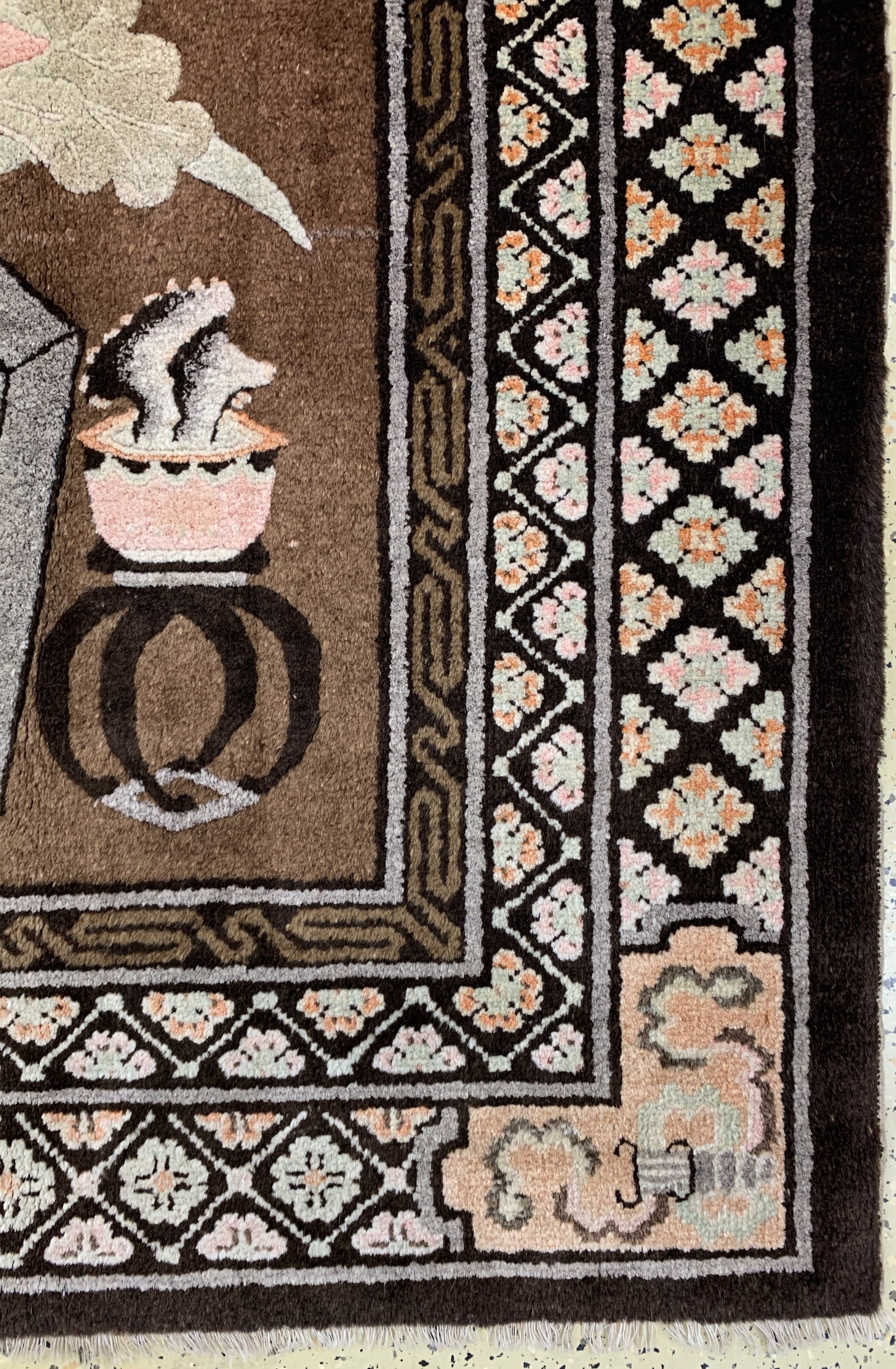 Detail a: Pao Tow antik, China, um 1900, Wolle auf Baumwolle, ca. 200 x 130 cm, EHZ: 2, (kleine Restaurierungen)