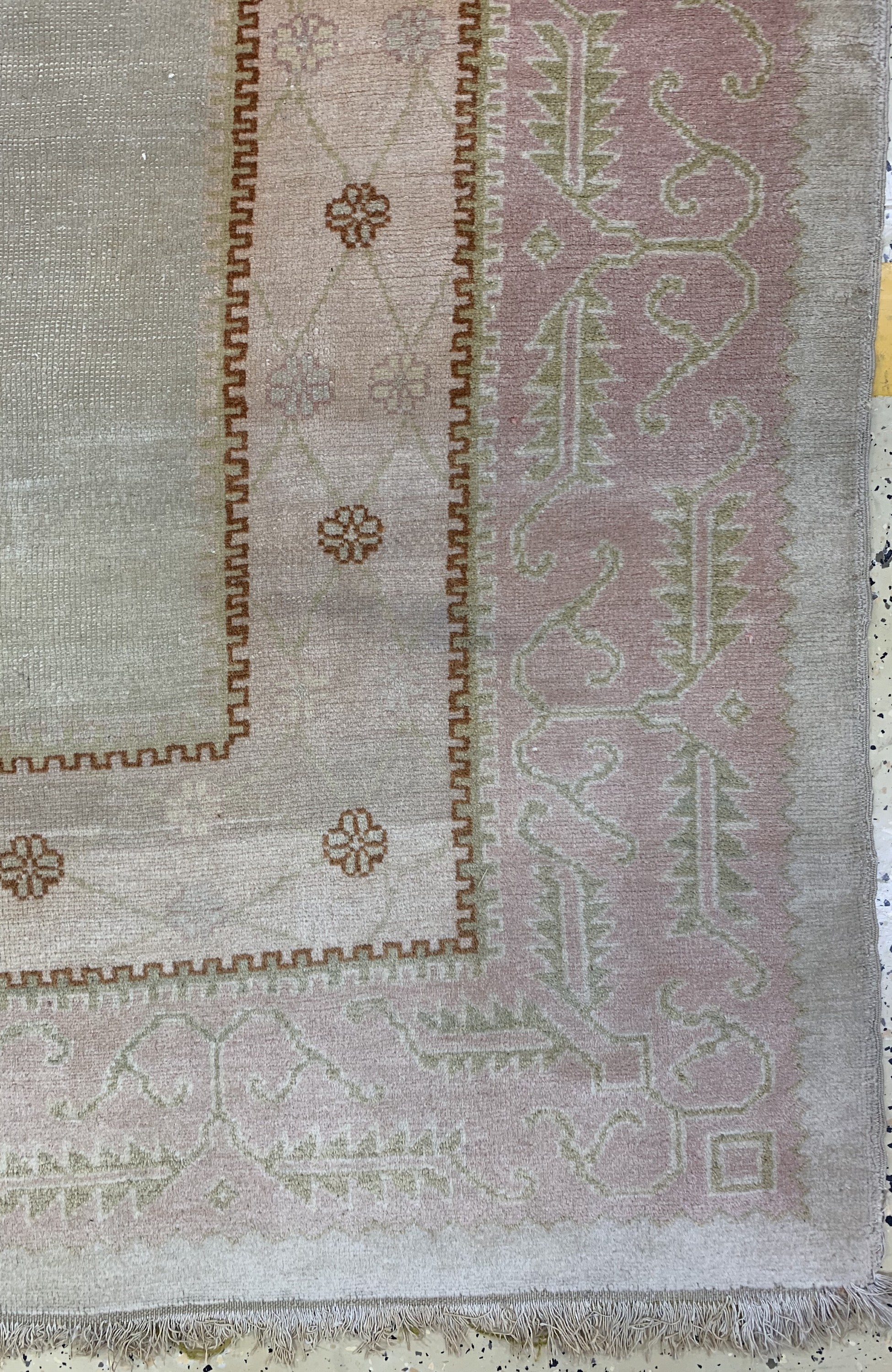 Detail a: Antiker Uschak, Türkei, um 1900, Wolle auf Baumwolle, ca. 445 x 350 cm, EHZ: 3(Fleckig)