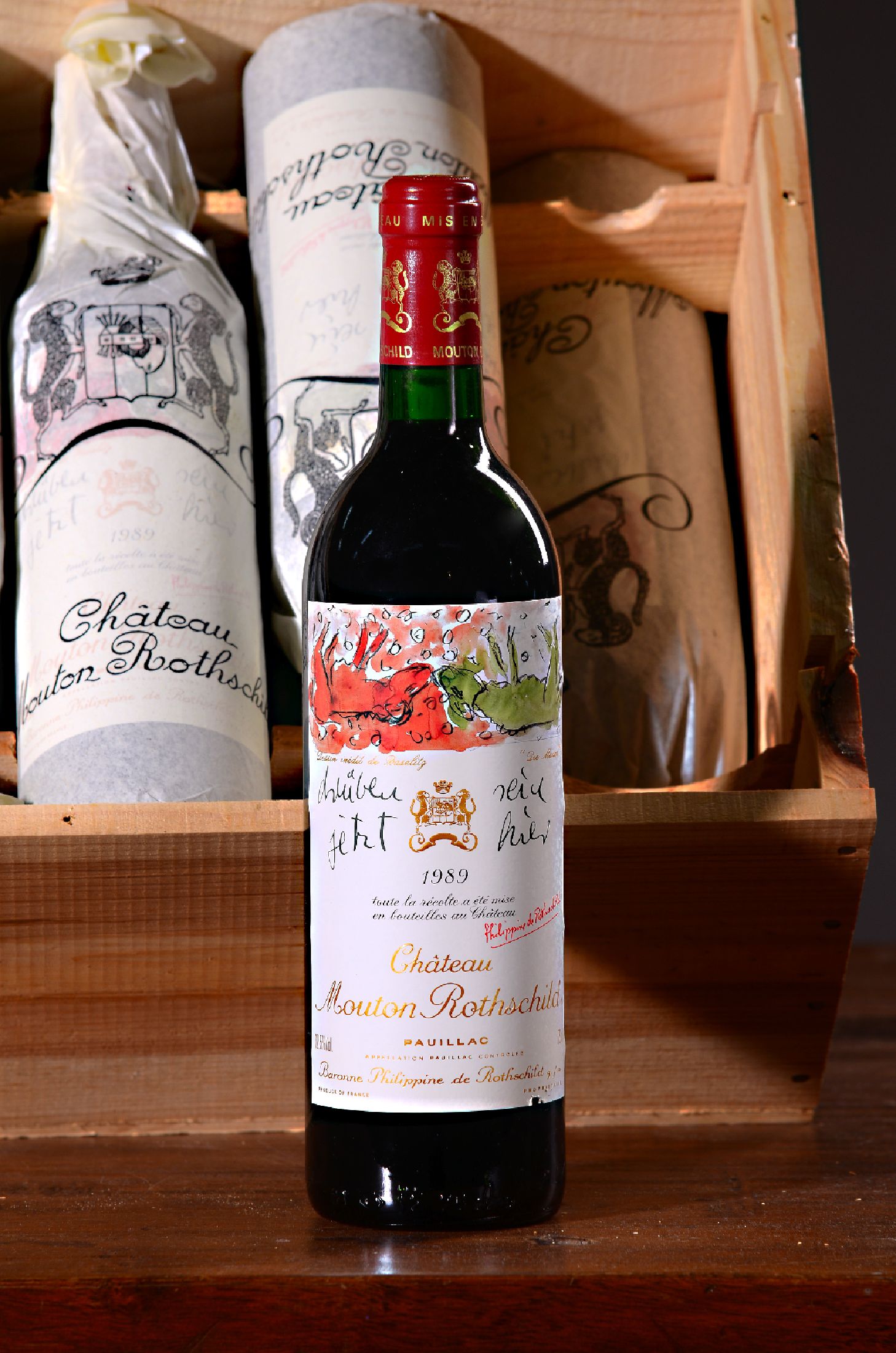12 Flaschen 1989 Chateau Mouton Rothschild, Paulliac, premier grand cru classé. je 75cl, orig. verkorkt und unverkostet, in orig. Holzkiste