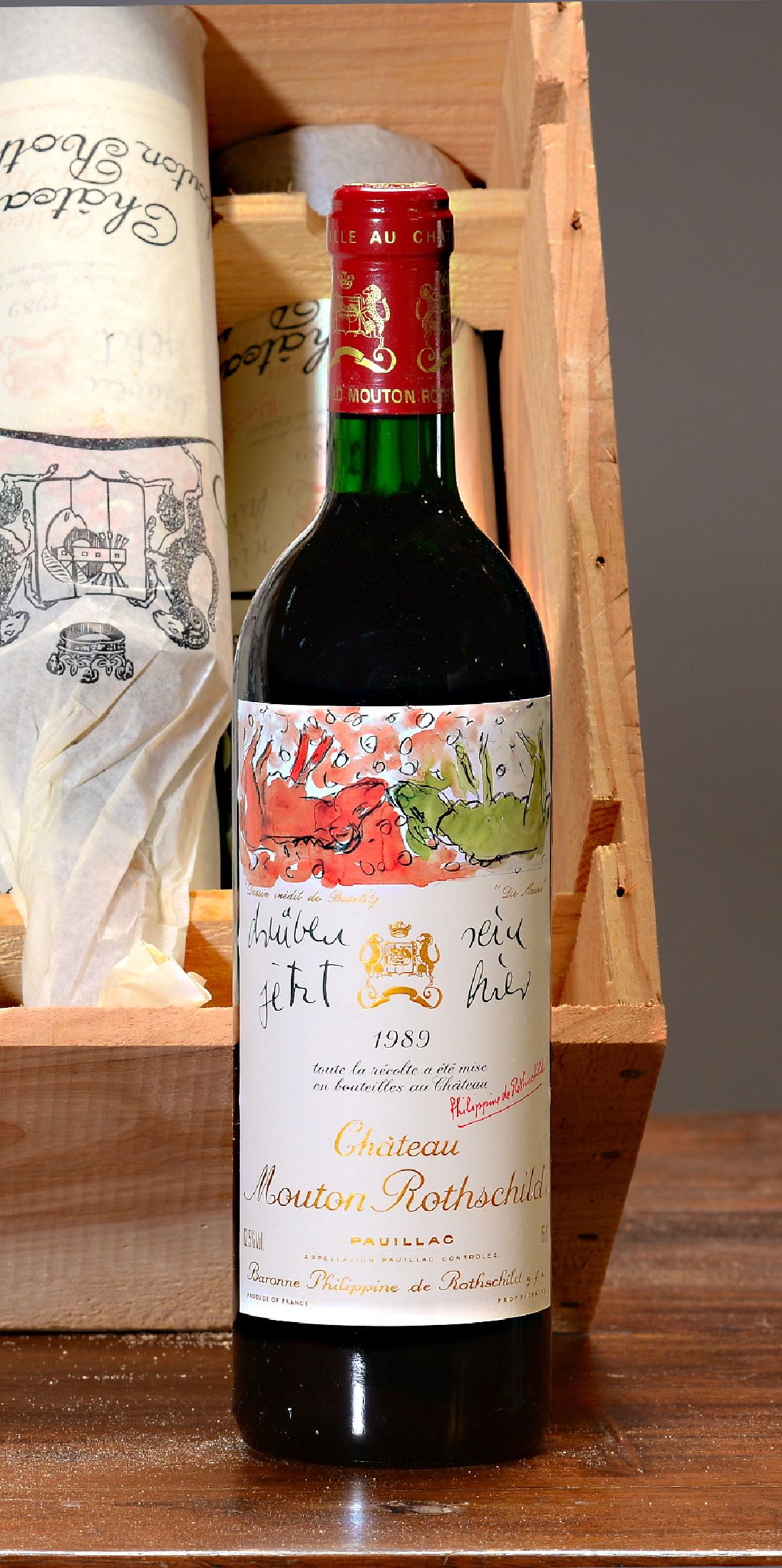 Detail a: 12 Flaschen 1989 Chateau Mouton Rothschild, Paulliac, premier grand cru classé. je 75cl, orig. verkorkt und unverkostet, in orig. Holzkiste