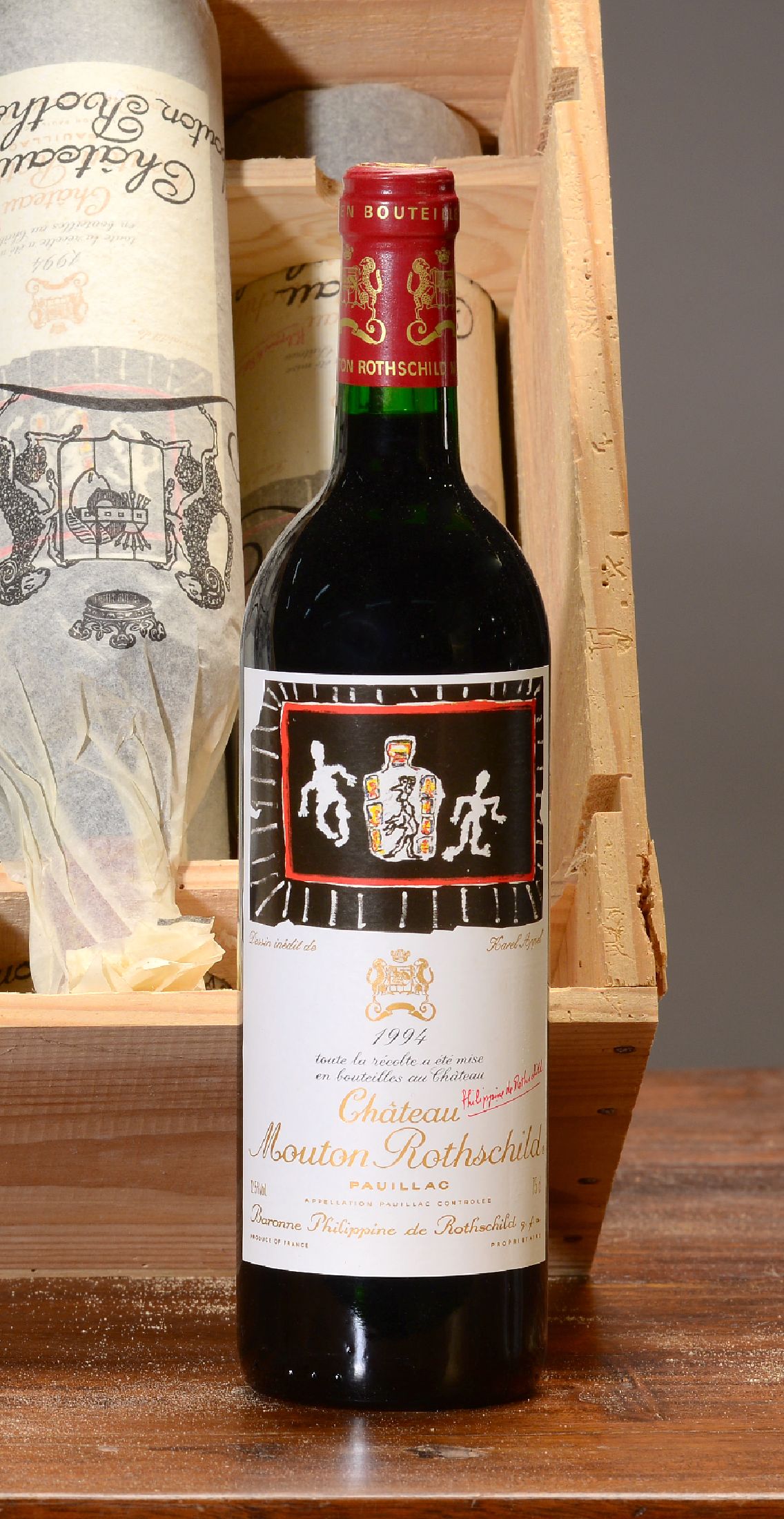 Detail a: 12 Flaschen 1994 Chateau Mouton Rothschild, Paulliac, premier grand cru classé. je 75cl, orig. verkorkt und unverkostet, in orig. Holzkiste, ohne ...
