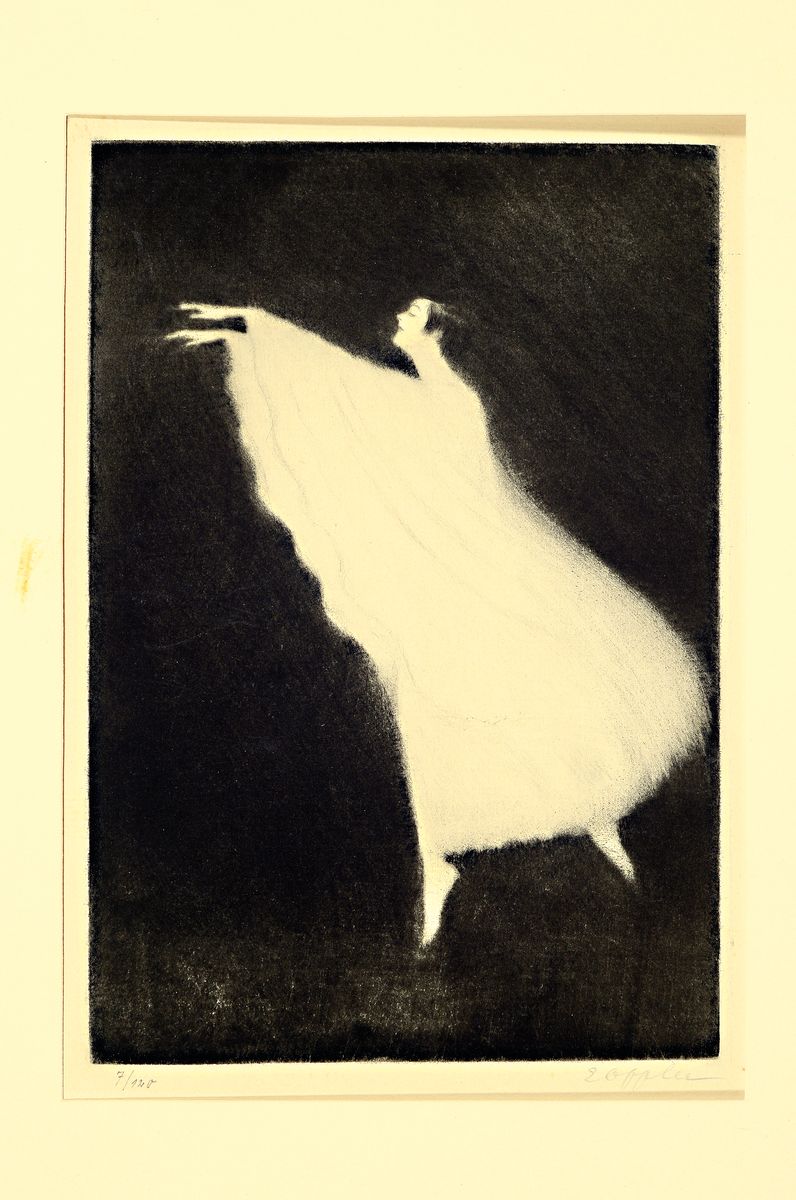 Detail k: Ernst Oppler, 1867 Hannover - 1929 Berlin, Radierung, ätherische Tänzerin, handsigniert, Ed. 7/120, 2 Trockenstempel Kunstverlag Wohlgemuth und ...