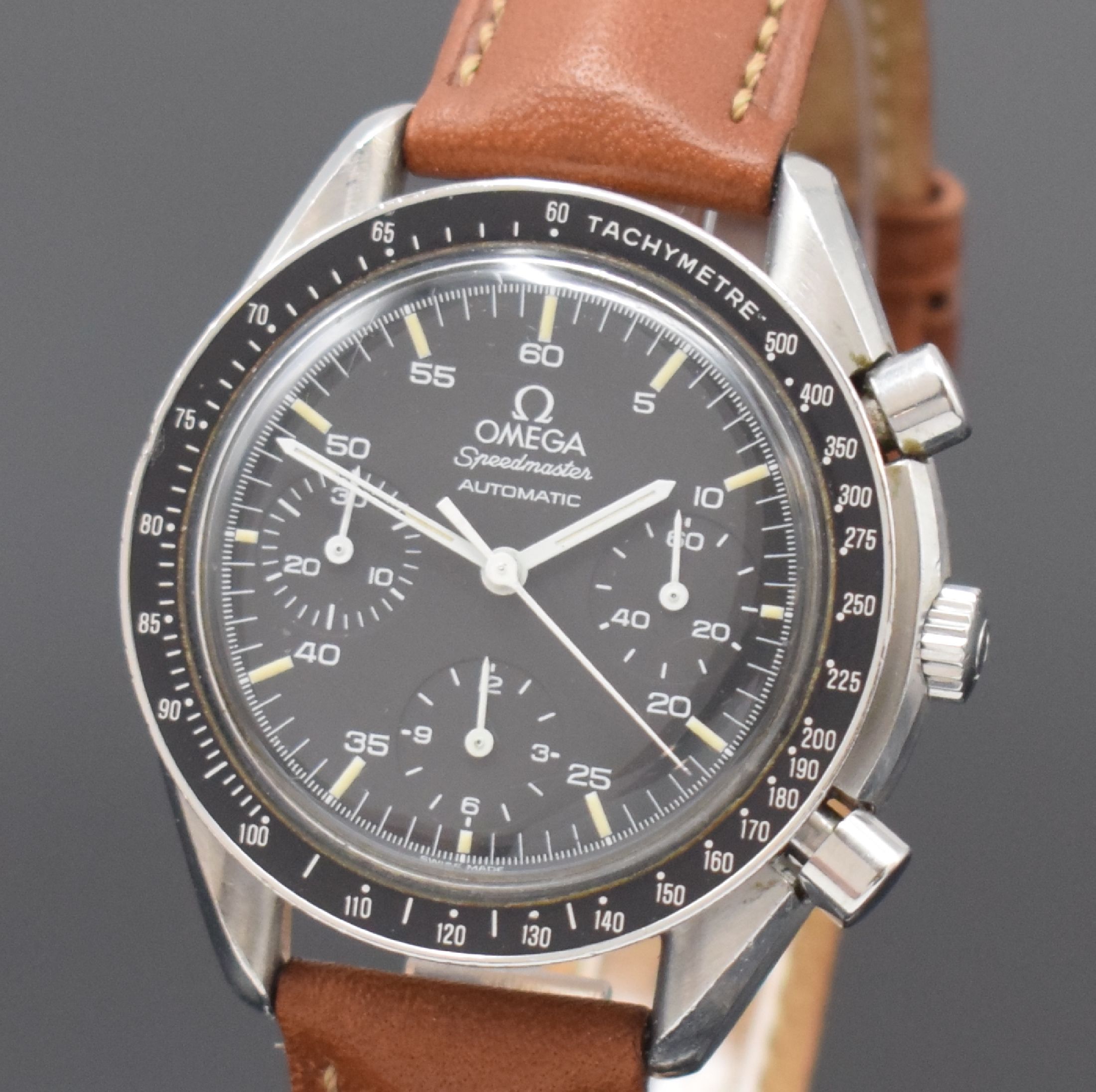 Detail a: OMEGA Armbandchronograph Speedmaster Reduced Referenz 175.0032, Automatik, Schweiz um 1990, Edelstahlgeh., Boden aufgedr., Lünette m. ...