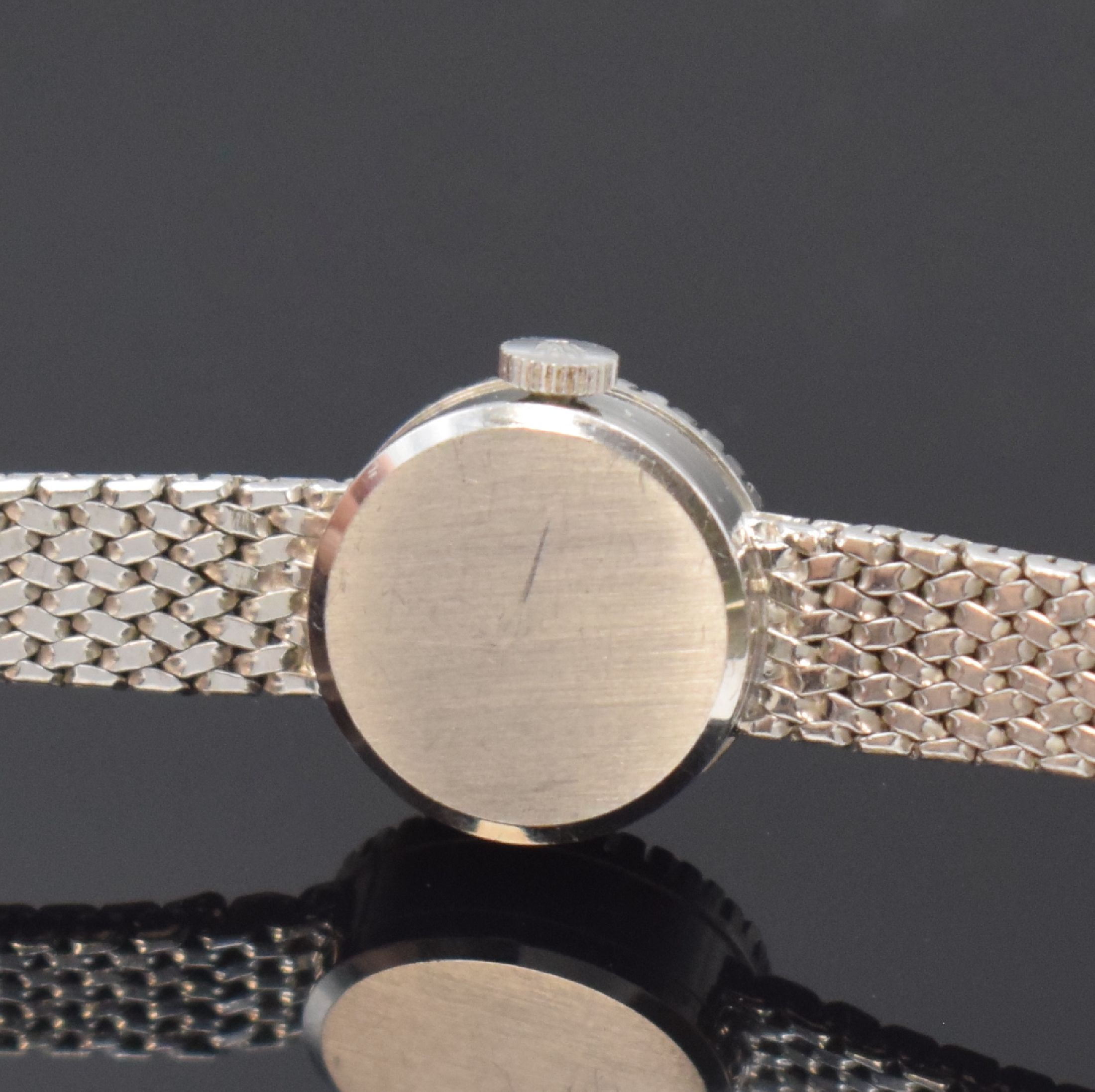 Detail e: ROLEX Precision Damenarmbanduhr in WG 750/000 mit Diamanten, Schweiz 1960er Jahre, Handaufzug, Lünette aufw. m. Diamanten besetzt, silb. Zifferbl. ...