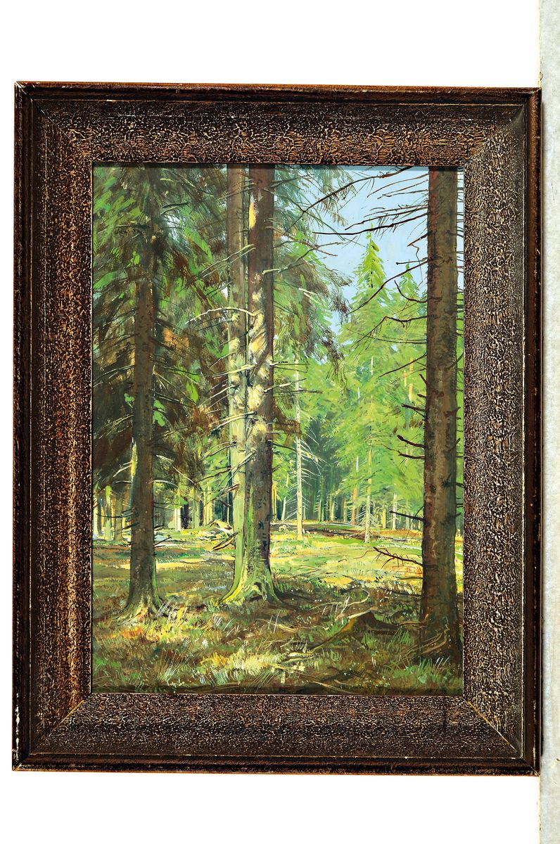 Detail k: Franz Josef Blaschke, 1916-1984 Köln, Sommerliche Waldlichtung im Königsforst bei Köln, Gouache auf Papier, rückseitig betitelt und signiert, ca. ...