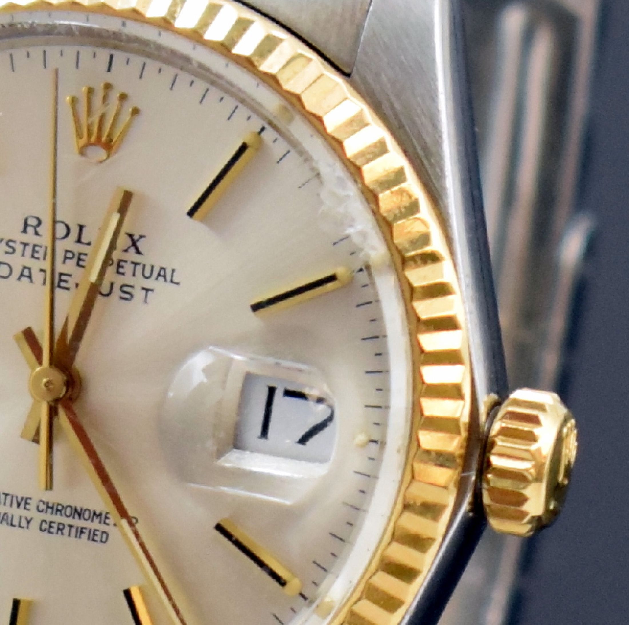 Detail c: ROLEX Datejust in Stahl/Gold mit original Box und Papier Referenz 16013, Schweiz lt. orig. Papier verk. 1983, Automatik, verschr. Oystergeh., ...
