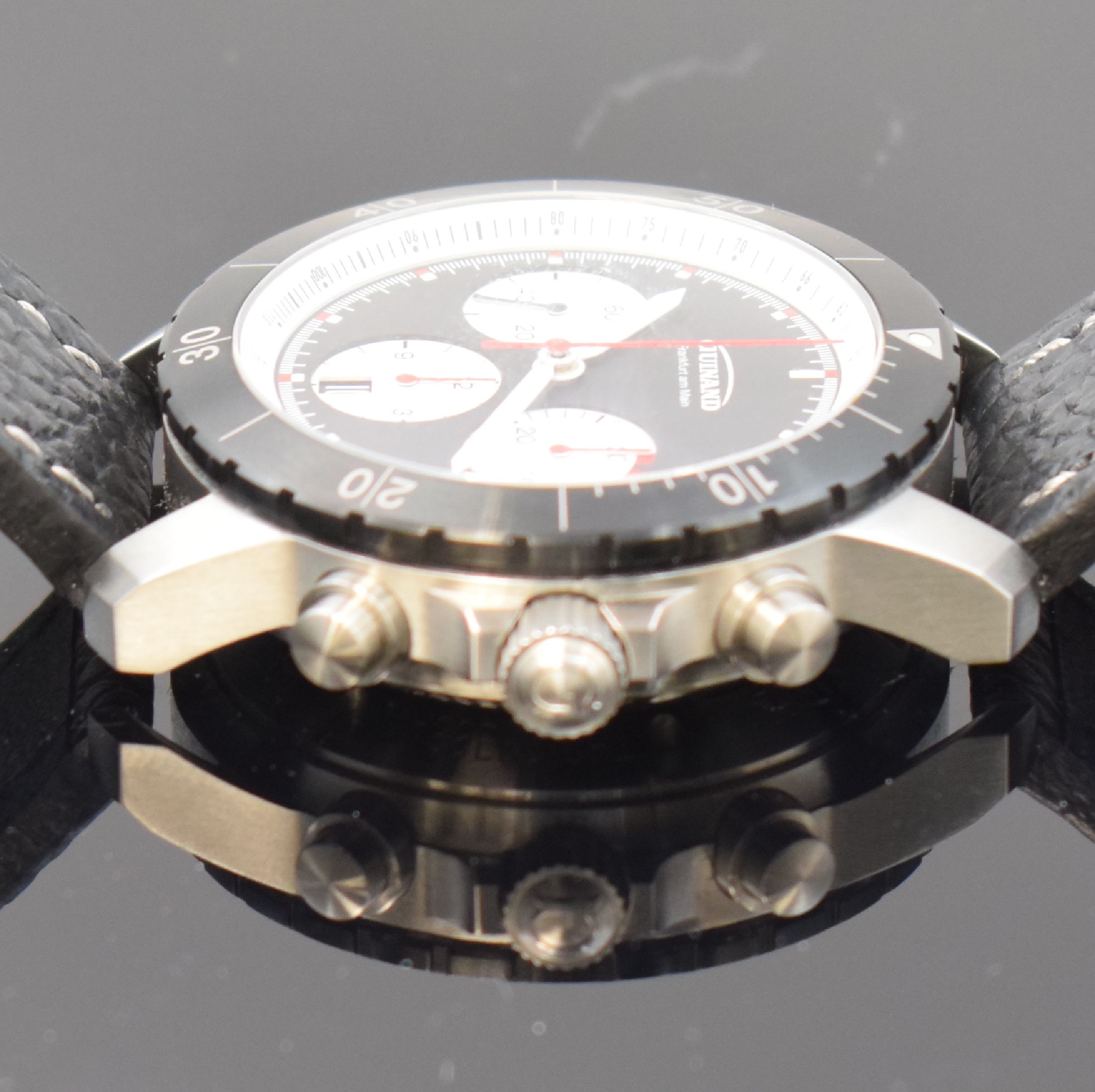 Detail c: GUINAND Jubiläums-Armbandchronograph in Stahl, Automatik, Schweiz/Deutschland um 2016, auf 106 Stk. limitiertes Sondermodell, orig. Lederband m. ...