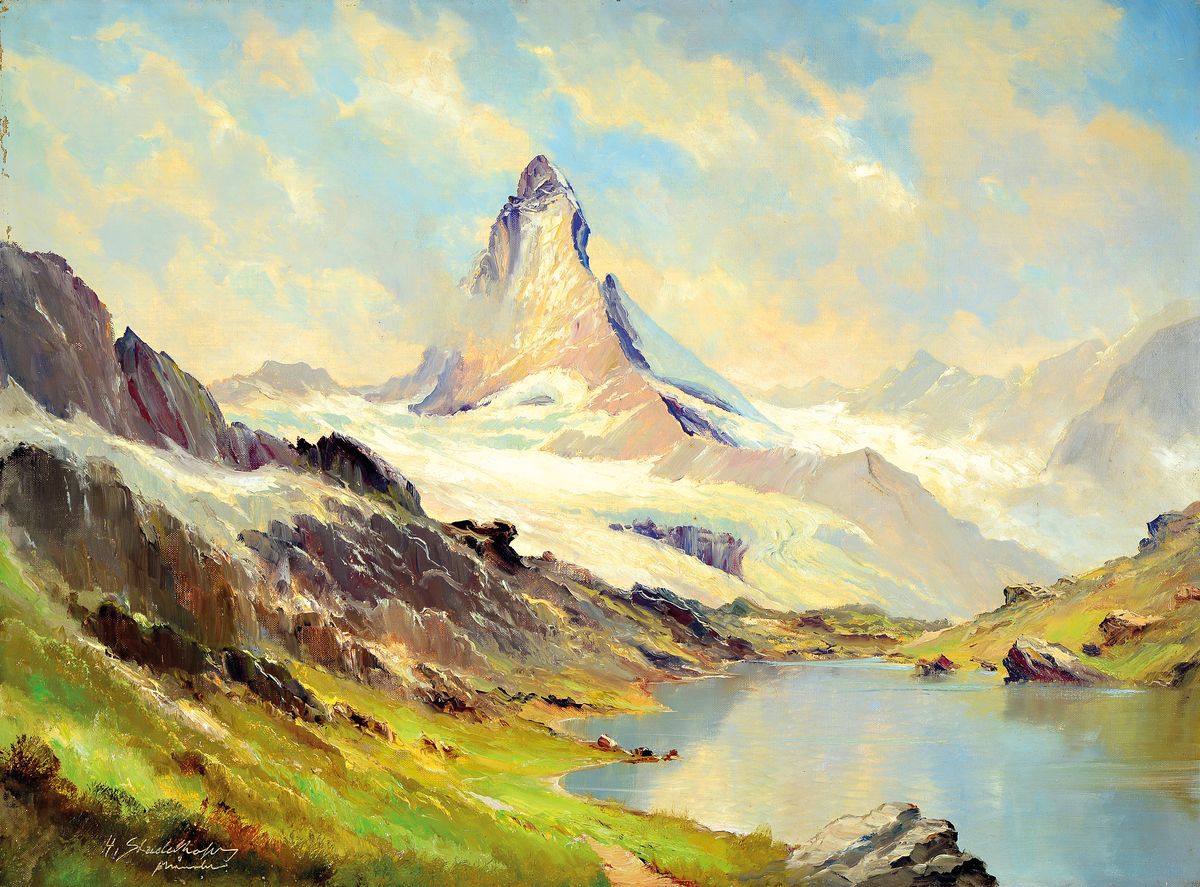 Helmut Stadelhofer, 1914 Konstanz-1979 München, Blick auf das Matterhorn, Öl/Lwd, links unten signiert und bez.: München, ca. 60x80cm