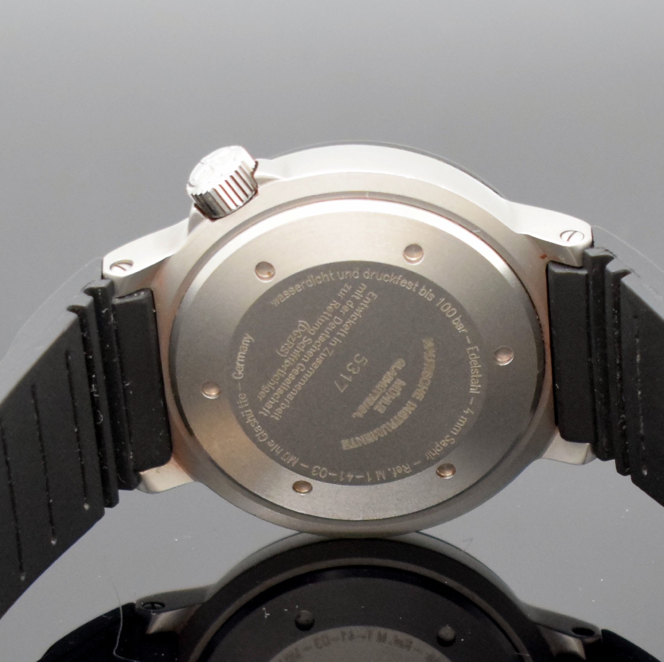Detail e: MÜHLE GLASHÜTTE/SA. Nautische Instrumente Herrenarmbanduhr Modell S.A.R. Rescue-Timer Referenz M1-41-03, Deutschland um 2005, Automatik, verschr. ...