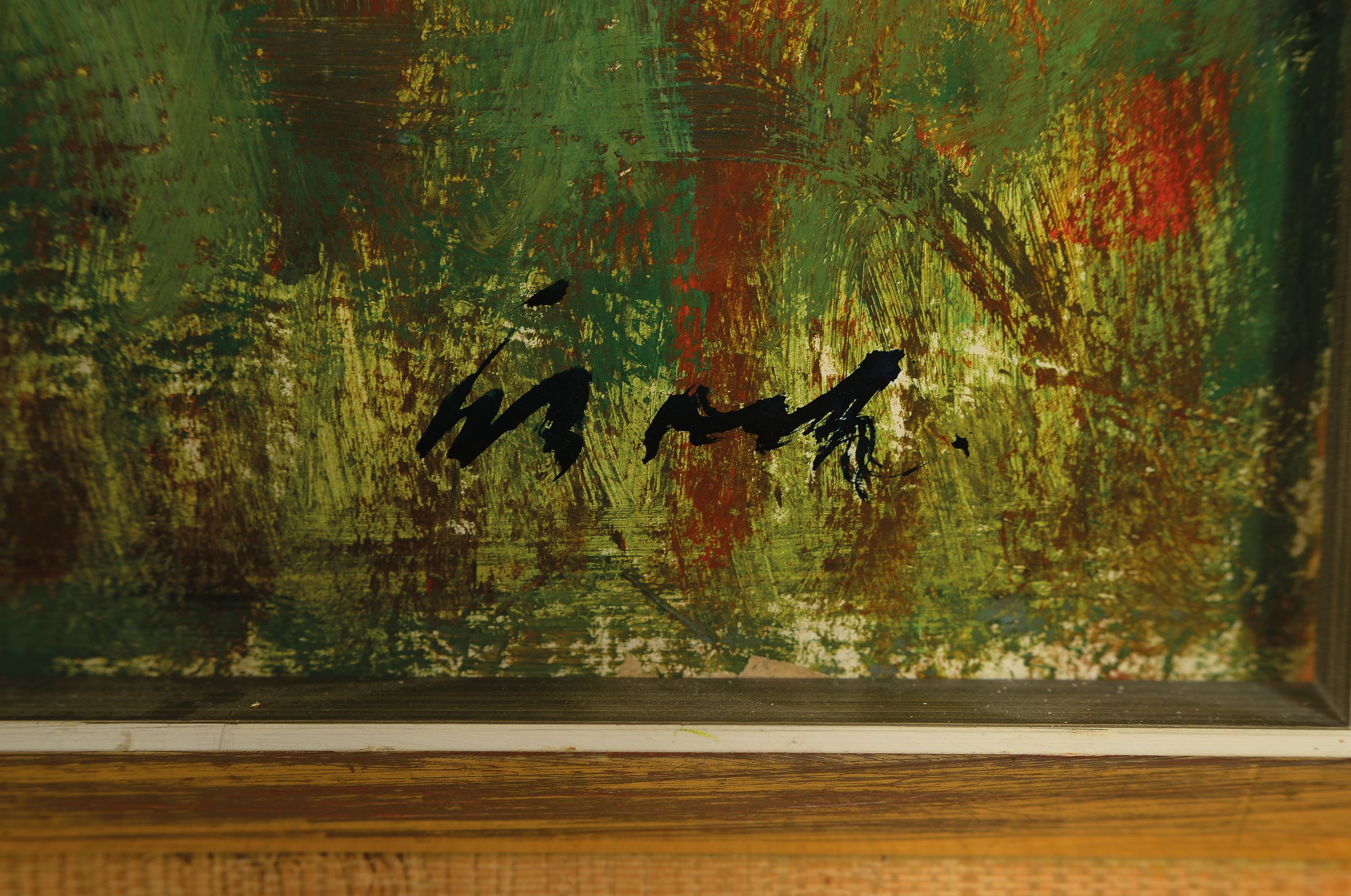 Detail a: Ludwig Bock, 1886-1971 München, Landschaft mit Hangmuren,impressive Auffassung in lockerer Setzung, rechts unten signiert, Öl/Malkarton, 70x100 cm, ...
