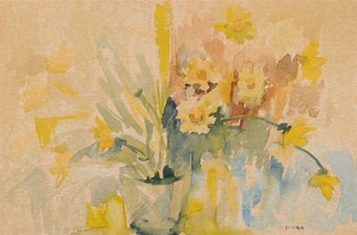 Image Herta Mora, 1904 Riga-1980 Stuttgart, 4 watercolors: 2x flower still lifes, one unsigned, ...