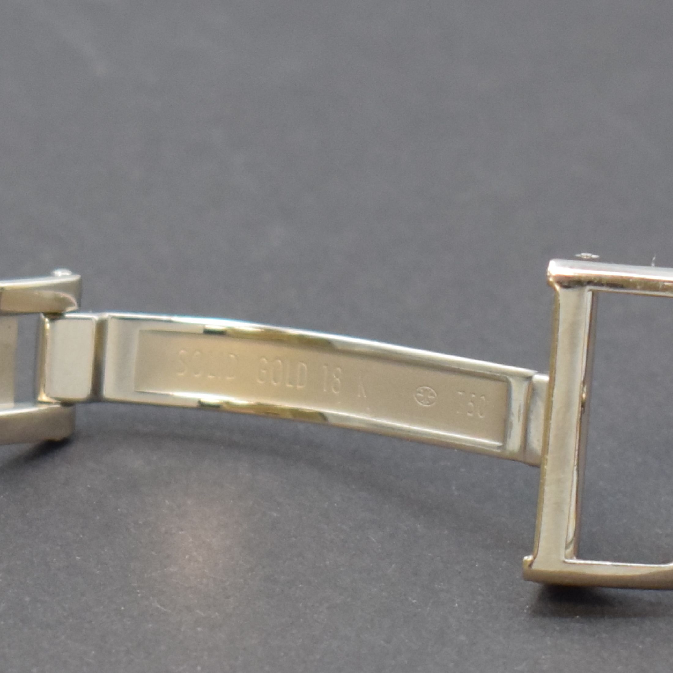 Detail a: Jaeger-LeCoultre Faltschließe in WG 750/000 für Lederband, Stegbreite ca. 18 mm, Gew. ca. 17g, guter gebrauchter Zustand