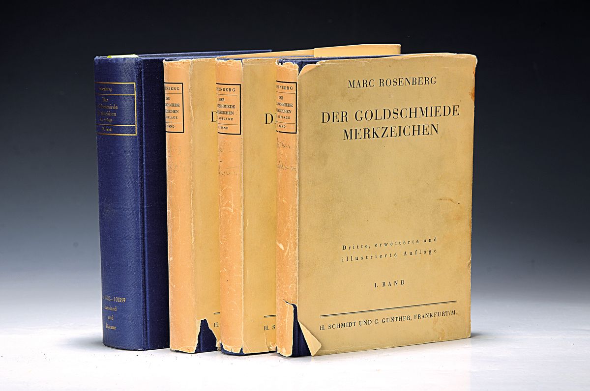Literatur zu Beschauzeichen: Marc Rosenberg (1852-1930): Der Goldschmiedemerkzeichen, Frankfurt , Frankfurter Verlags-Anstalt 1922 , 3. Auflage, 4 ...