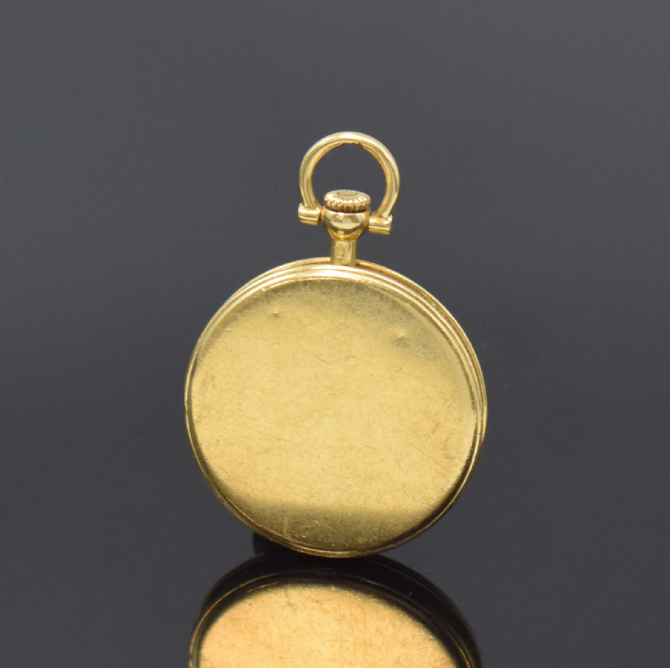 Detail a: CHOPARD Damentaschenuhr in GG 750/000, Schweiz um 1980, Handaufzug, glattes Geh. m. geripptem Rand, Boden aufgedr., weißes Zifferbl., röm. Zahlen, ...