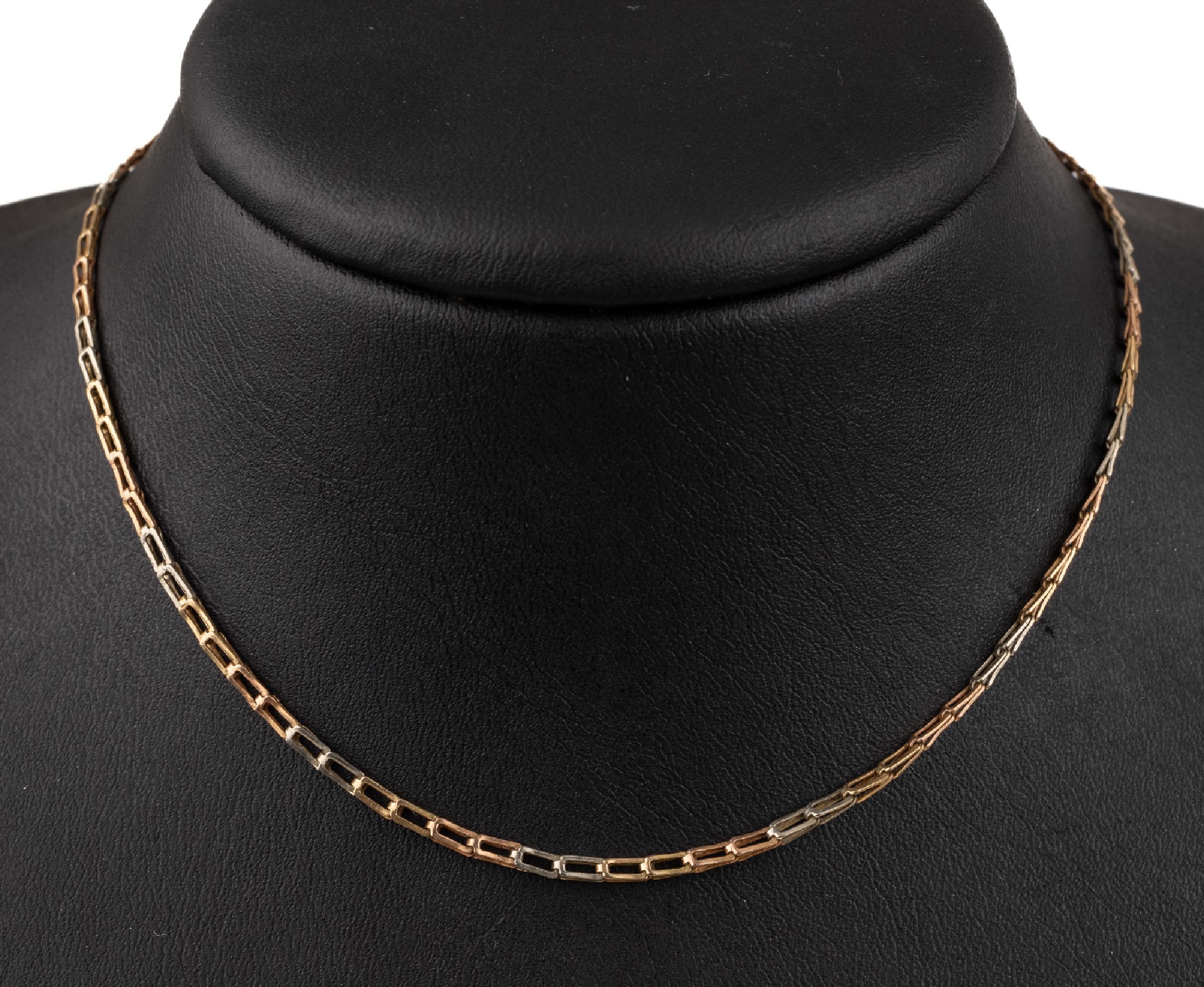 14 kt Gold Collier, GG/WG/RG 585/000, ca. 4.5 g, L. ca. 42 cm, Federringschließe