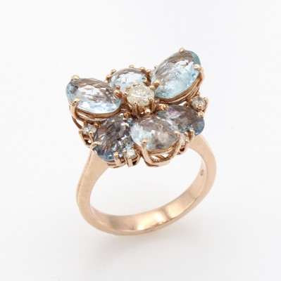 Image Ring mit Aquamarinen und Diamanten