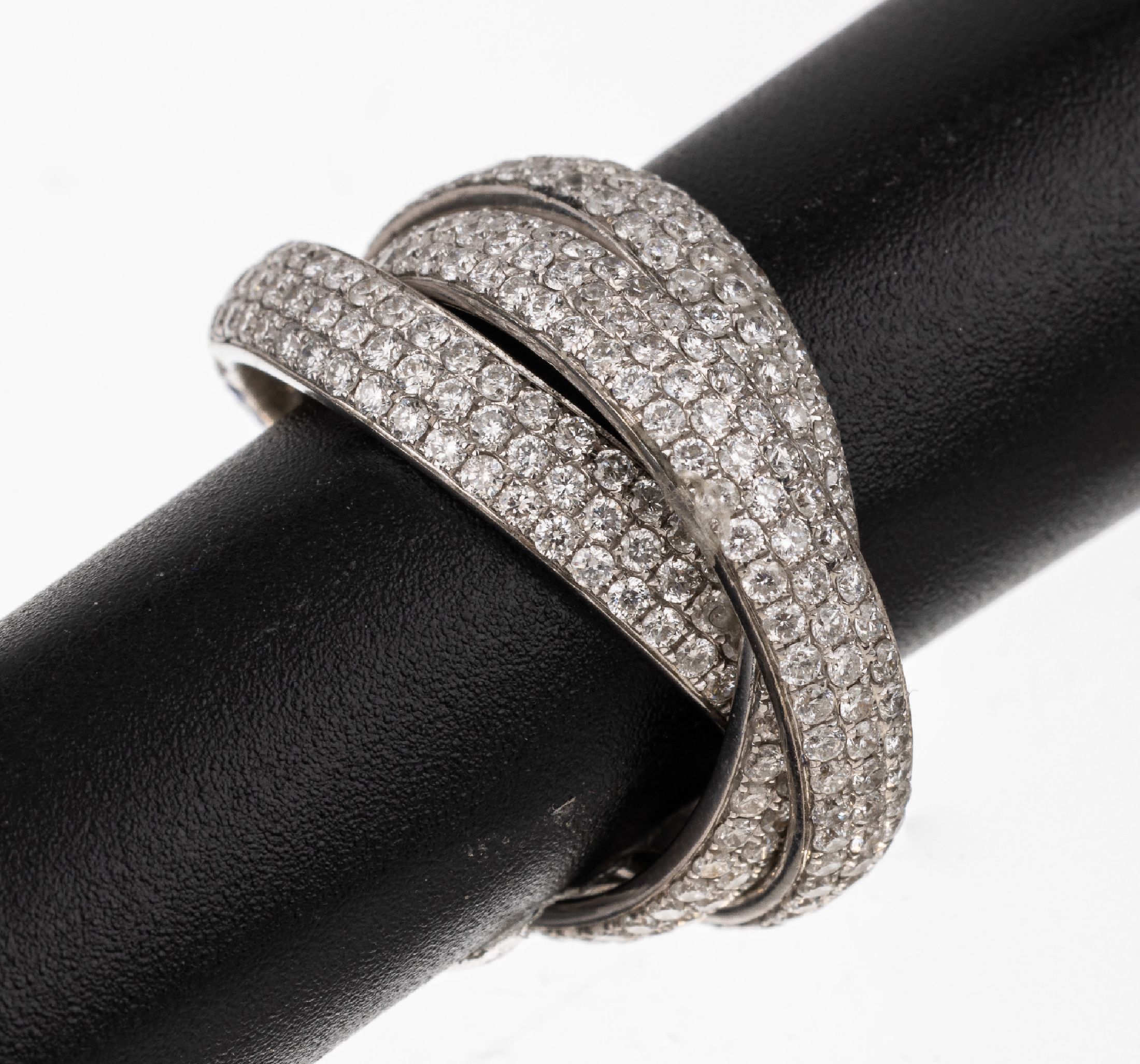 18 kt Gold Brillant Ring Trio, WG 750/000, 3 Ringe jeweils rundum mit Brillanten zus. ca.3.50 ct Weiß/si, RW 52, ca. 11.7 g