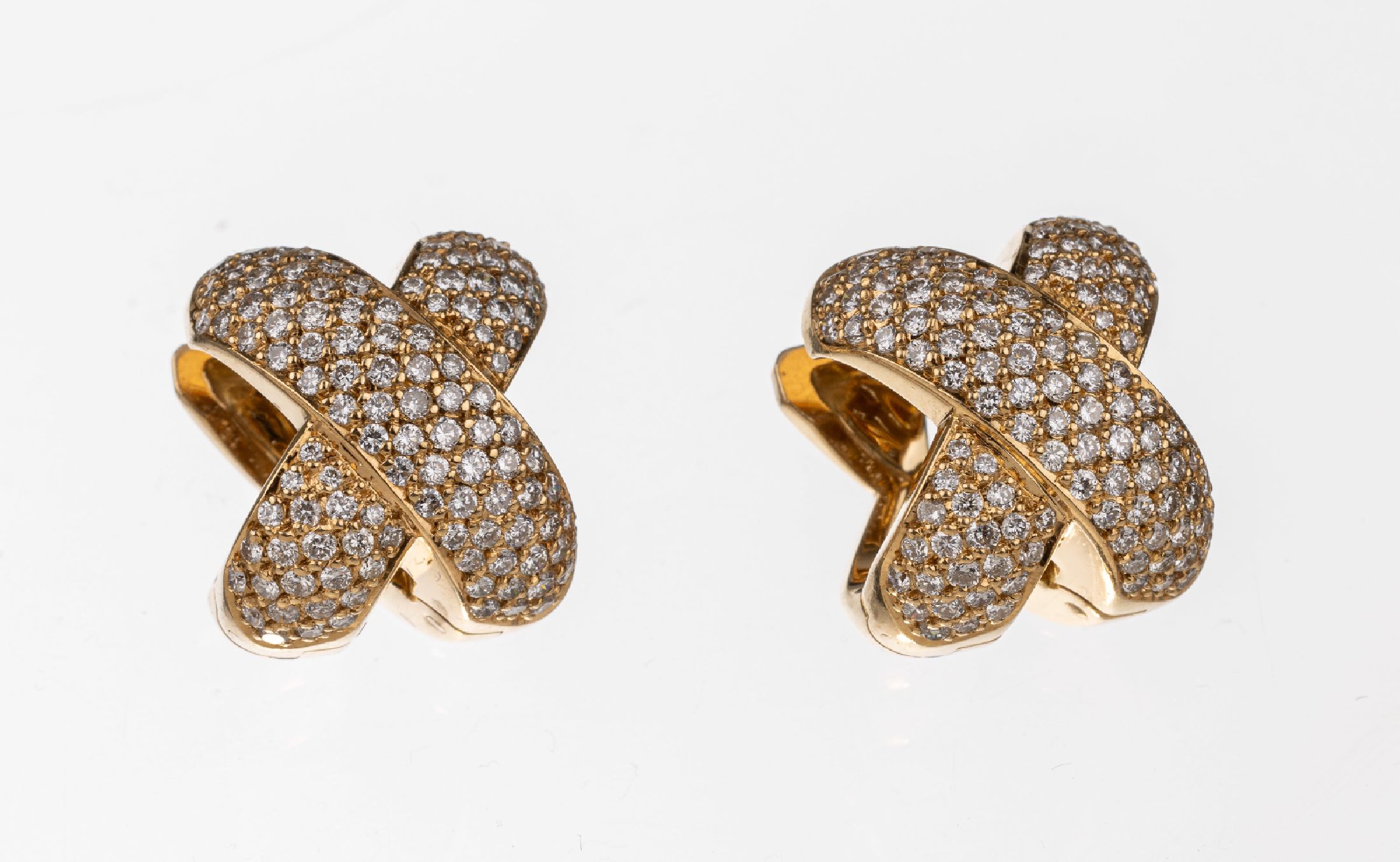 Paar 18 kt Gold Brillant Ohrstecker, GG 750/000, Brillanten zus. ca. 3.0 ct Weiß/si, ca. 22.9 g