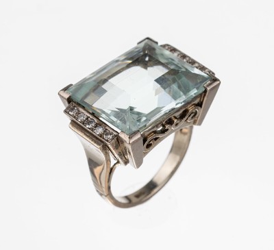Image 26715488 - 14 kt gold aquamarine-diamond-ring