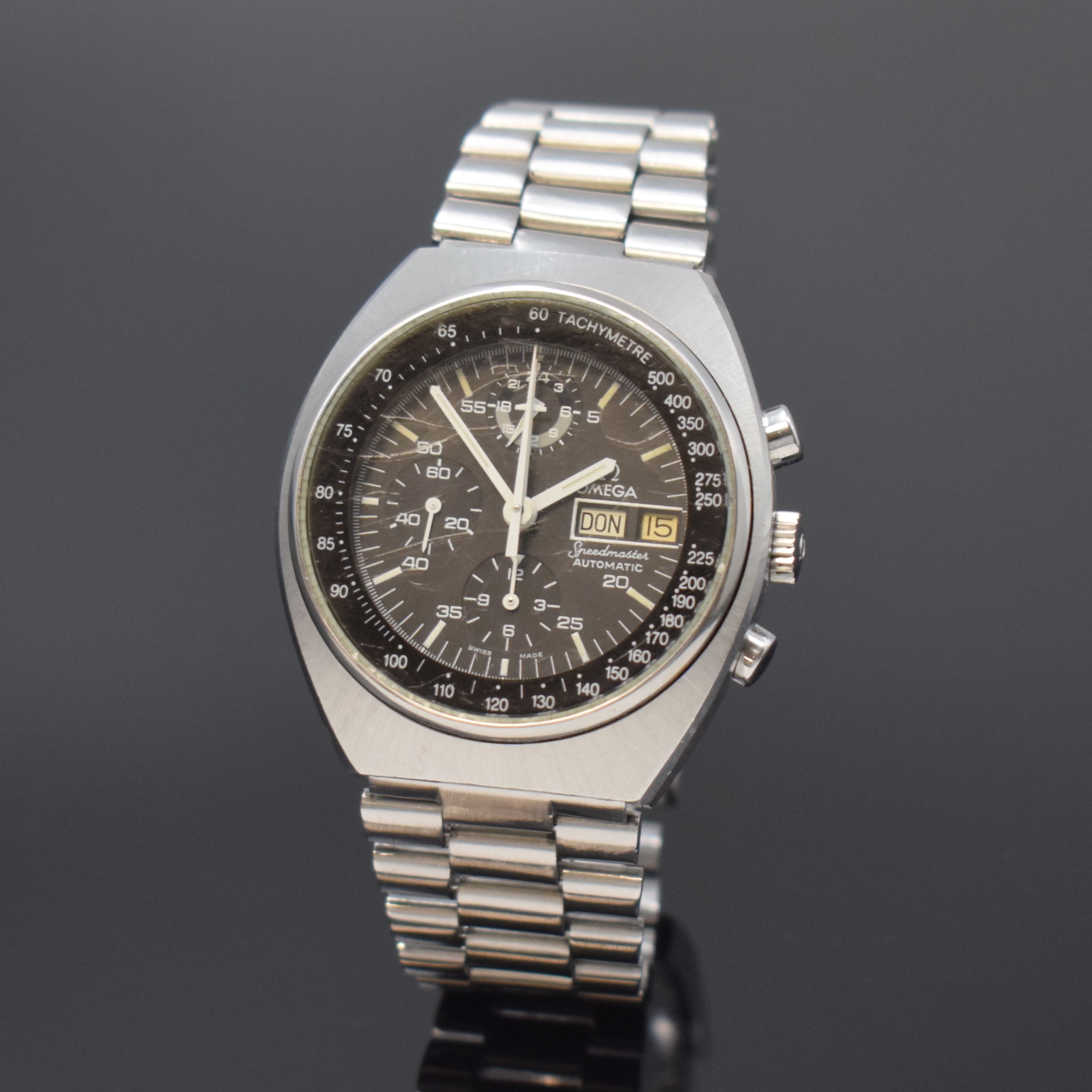 OMEGA Speedmaster Automatic Armbandchronograph sogenannte Mark 4,5 Referenz 176.0012, Schweiz um 1980, verschr. Geh. inkl. orig. Gliederband m. ...
