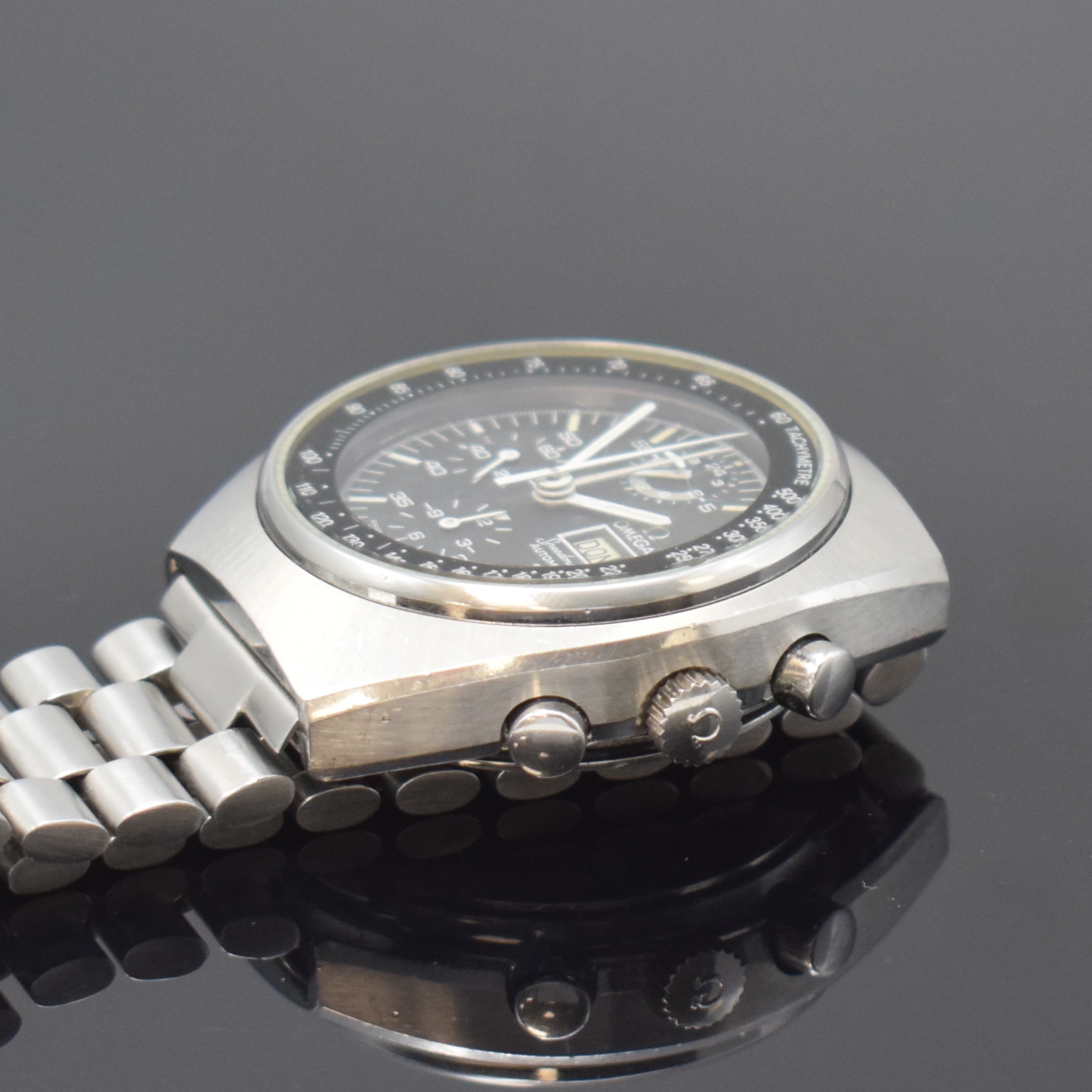 Detail c: OMEGA Speedmaster Automatic Armbandchronograph sogenannte Mark 4,5 Referenz 176.0012, Schweiz um 1980, verschr. Geh. inkl. orig. Gliederband m. ...