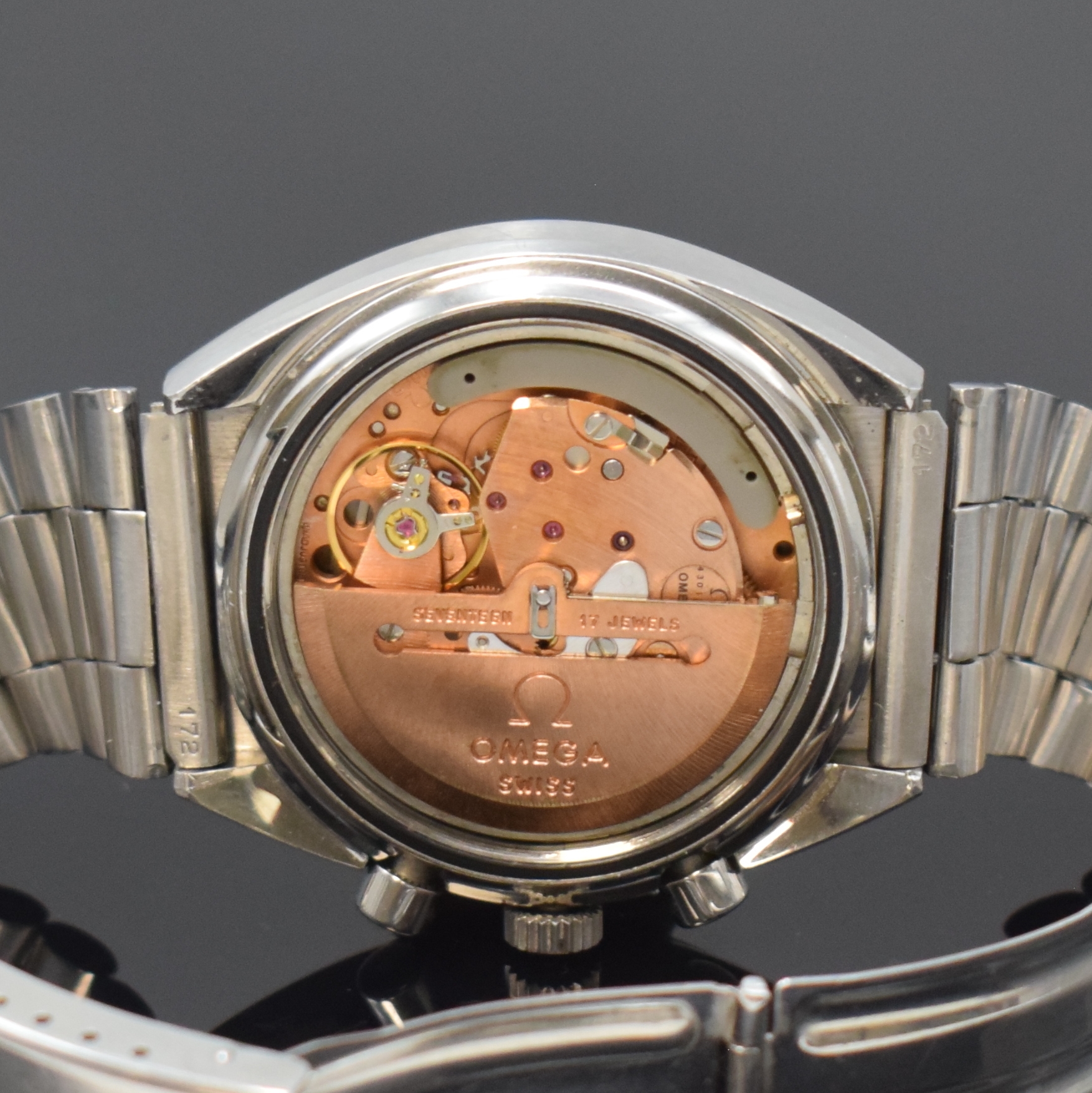 Detail f: OMEGA Speedmaster Automatic Armbandchronograph sogenannte Mark 4,5 Referenz 176.0012, Schweiz um 1980, verschr. Geh. inkl. orig. Gliederband m. ...