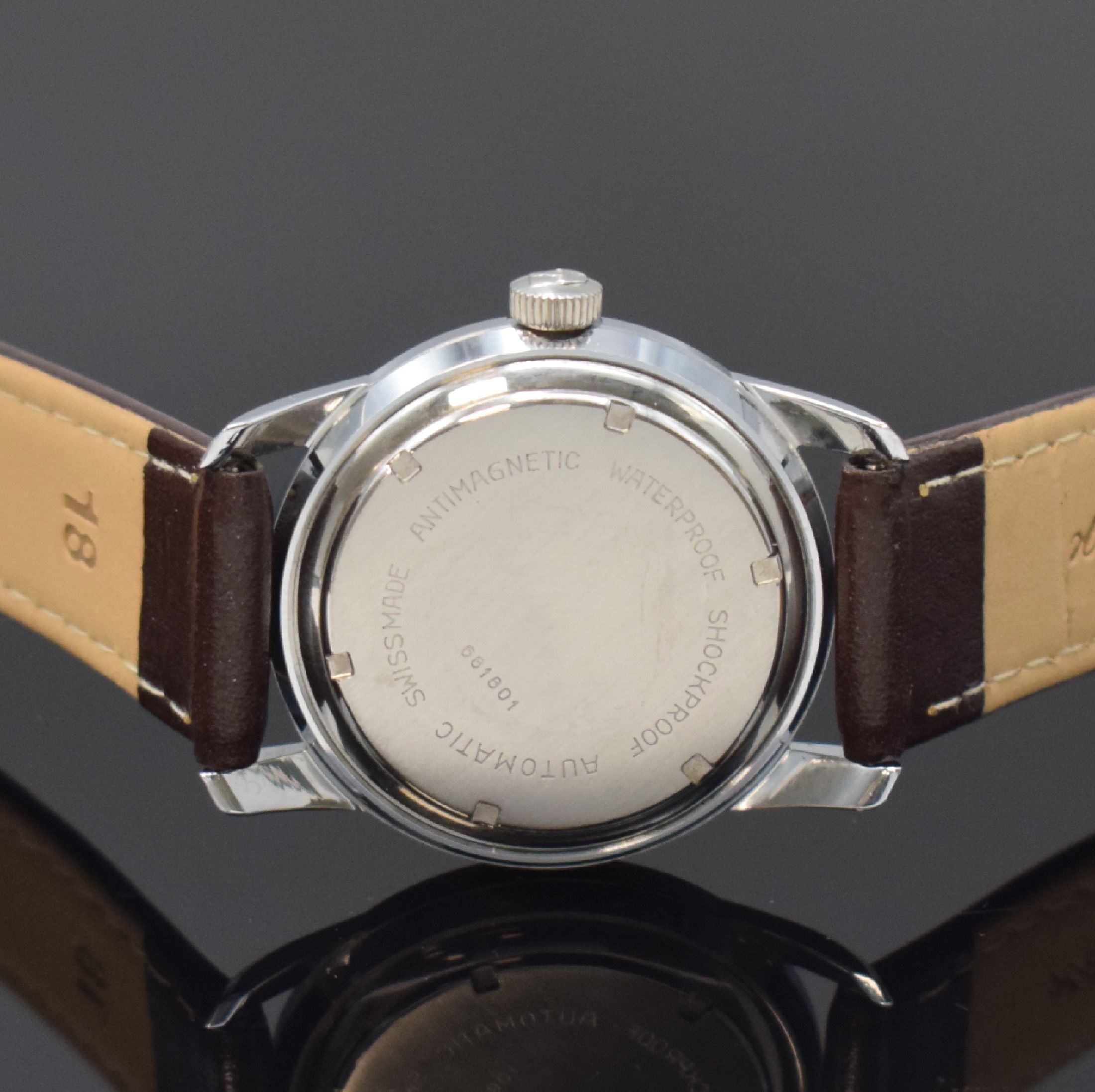 Detail c: BUREN Rotowind seltene nahezu neuwertige Armbanduhr in Stahl mit Gangreserveanzeige, Schweiz um 1960, Automatik, Boden verschr., vers. Zifferbl. m. ...