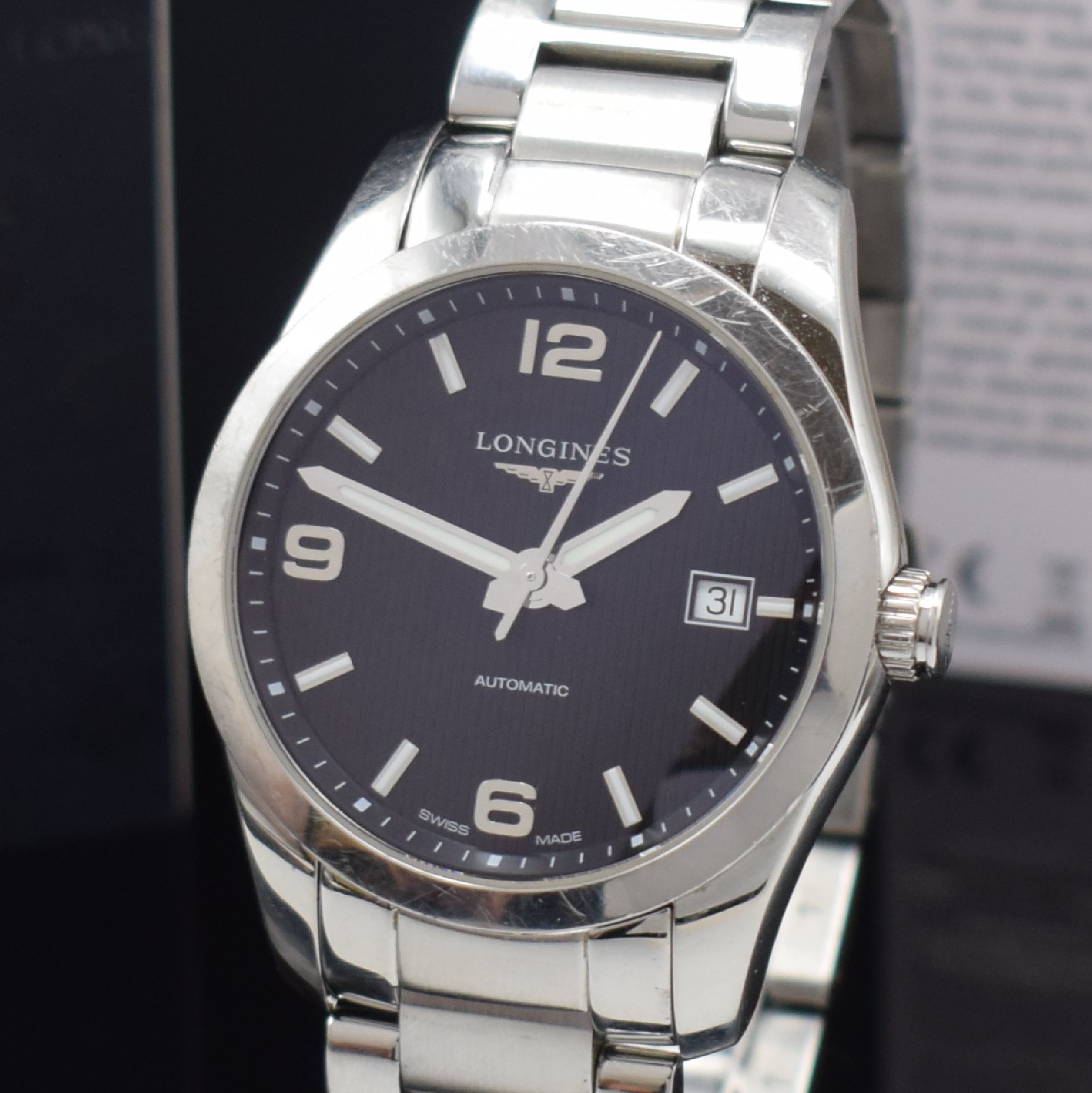 Detail a: LONGINES Herrenarmbanduhr Conquest Classic Referenz L2.785.4, Automatik, Edelstahlgeh. inkl. Gliederband m. dopp. Faltschl., beids. vergl., Boden ...