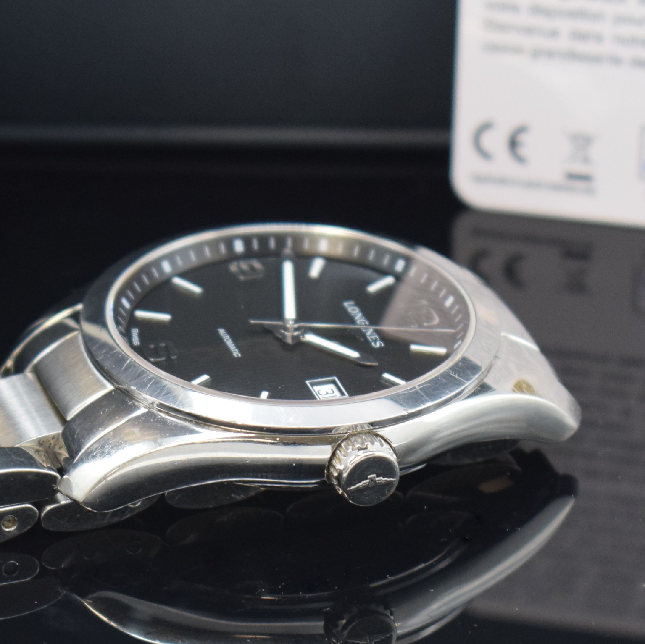 Detail c: LONGINES Herrenarmbanduhr Conquest Classic Referenz L2.785.4, Automatik, Edelstahlgeh. inkl. Gliederband m. dopp. Faltschl., beids. vergl., Boden ...