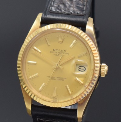 26715871a - ROLEX Oyster Perpetual Date Armbanduhr in GG 750/000 Referenz 15038