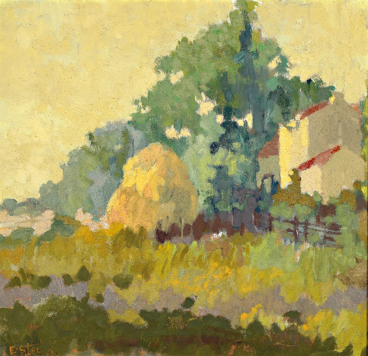 Eugen Stec, polnischer Künstler, 1905 - 1991, Landschaft, Öl/Platte, von 1968, ca. 60 x 62.5 cm, Rahmen 73 x 76 cm