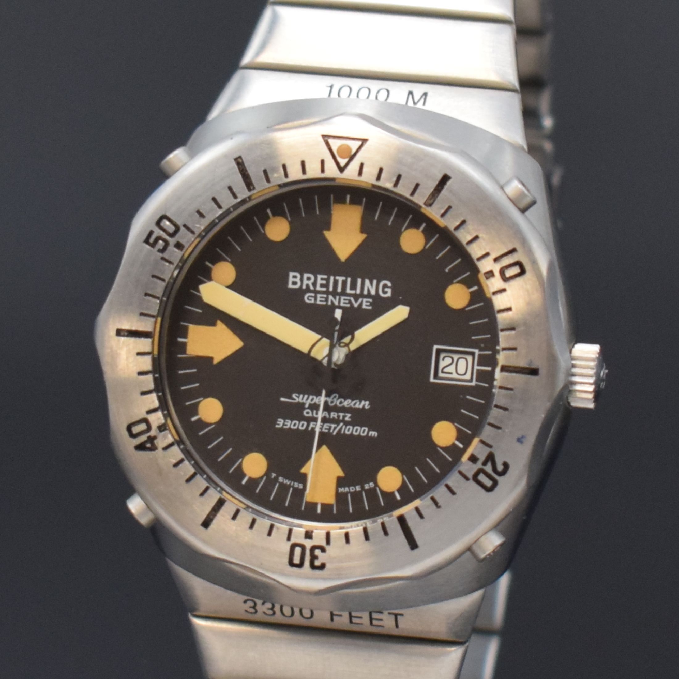 Detail a: BREITLING extrem seltene Taucheruhr Superocean Deep Sea Super Compressor Referenz 81190, Schweiz um 1985, massives Edelstahlgeh. inkl. orig. ...
