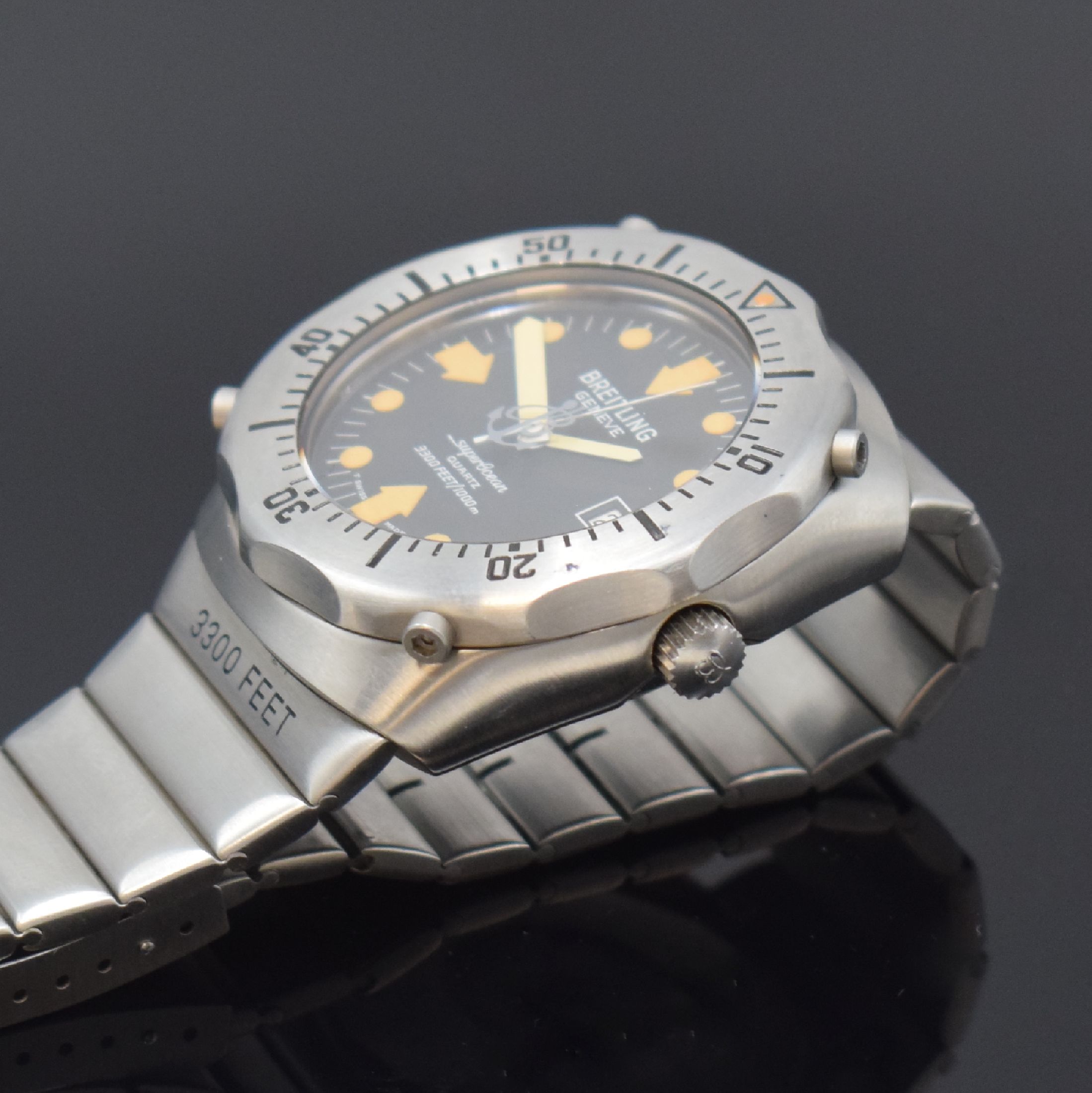 Detail c: BREITLING extrem seltene Taucheruhr Superocean Deep Sea Super Compressor Referenz 81190, Schweiz um 1985, massives Edelstahlgeh. inkl. orig. ...