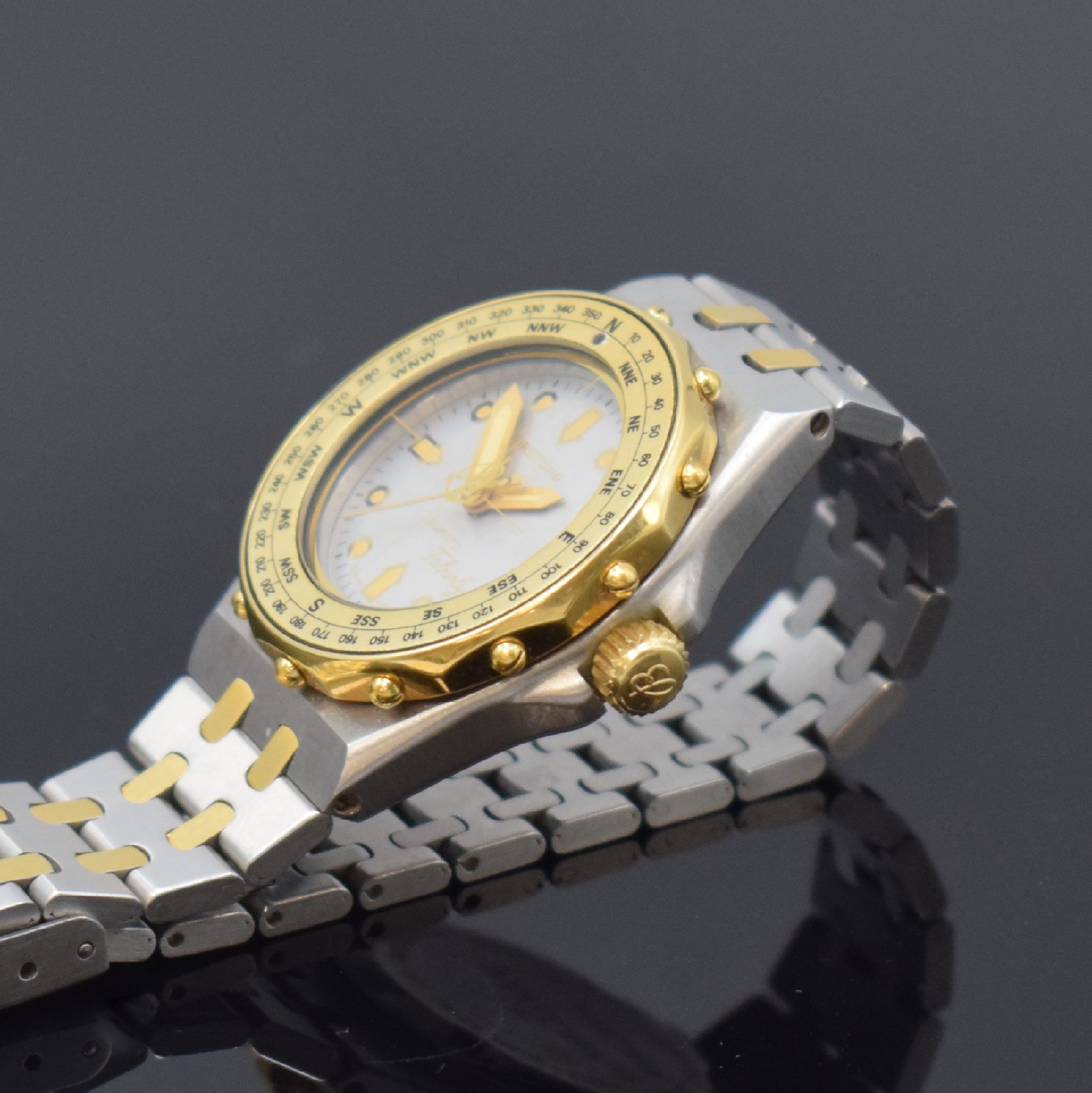 Detail c: BREITLING Tabarly Damenarmbanduhr in Stahl Referenz 80790,, Schweiz um 1990, quarz, Boden geschr., orig. Gliederband m. Faltschl., verg. Lünette m. ...