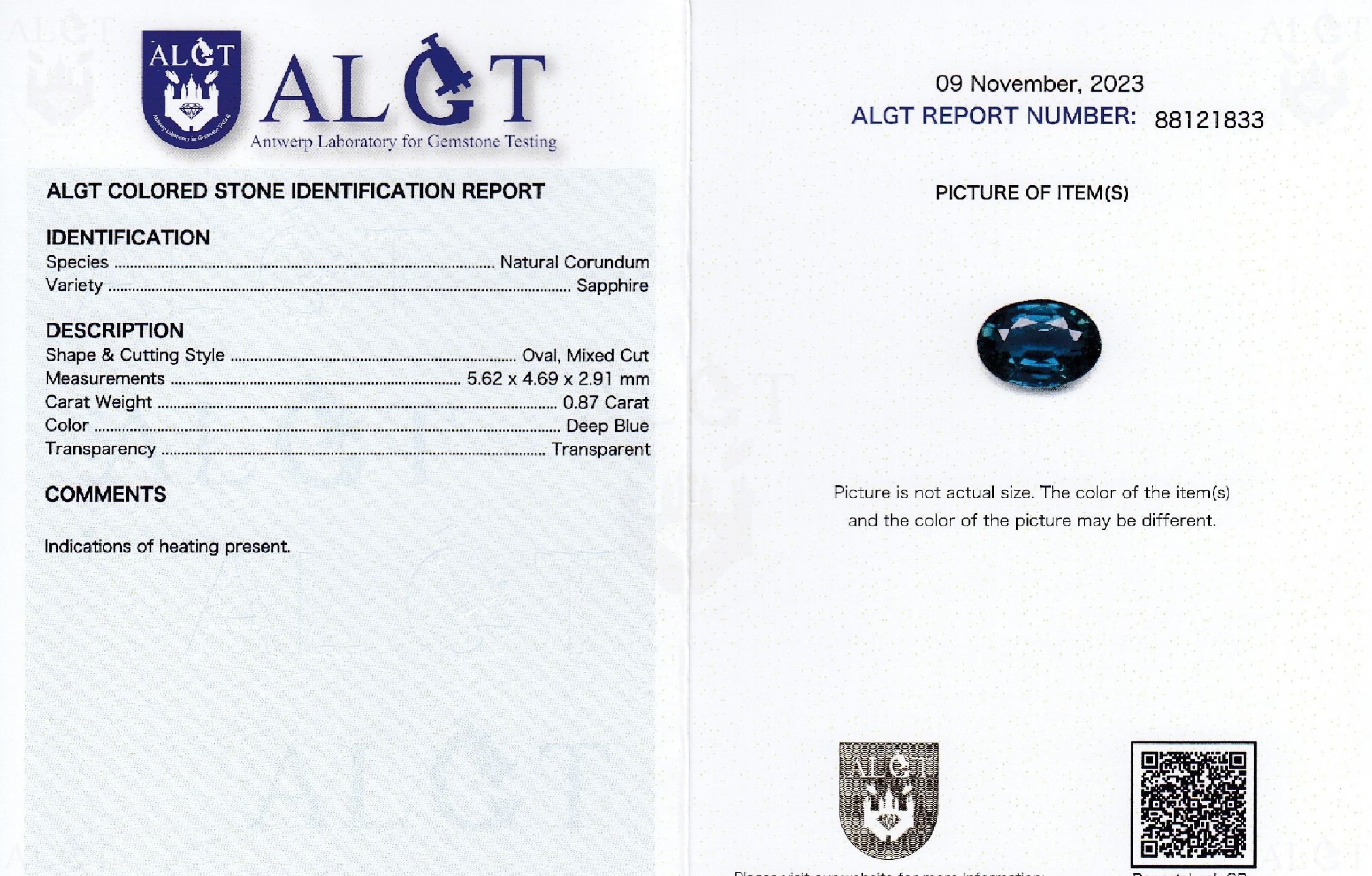 Detail b: Konvolut 5 lose ovalfacett. Saphire zus. ca. 5.33 ct: 1 x ca. 1.02 ct, Deep Blue, transparent; 1 x ca. 1.14 ct, Blue transparent; 1 x ca. 1.25 ct, ...